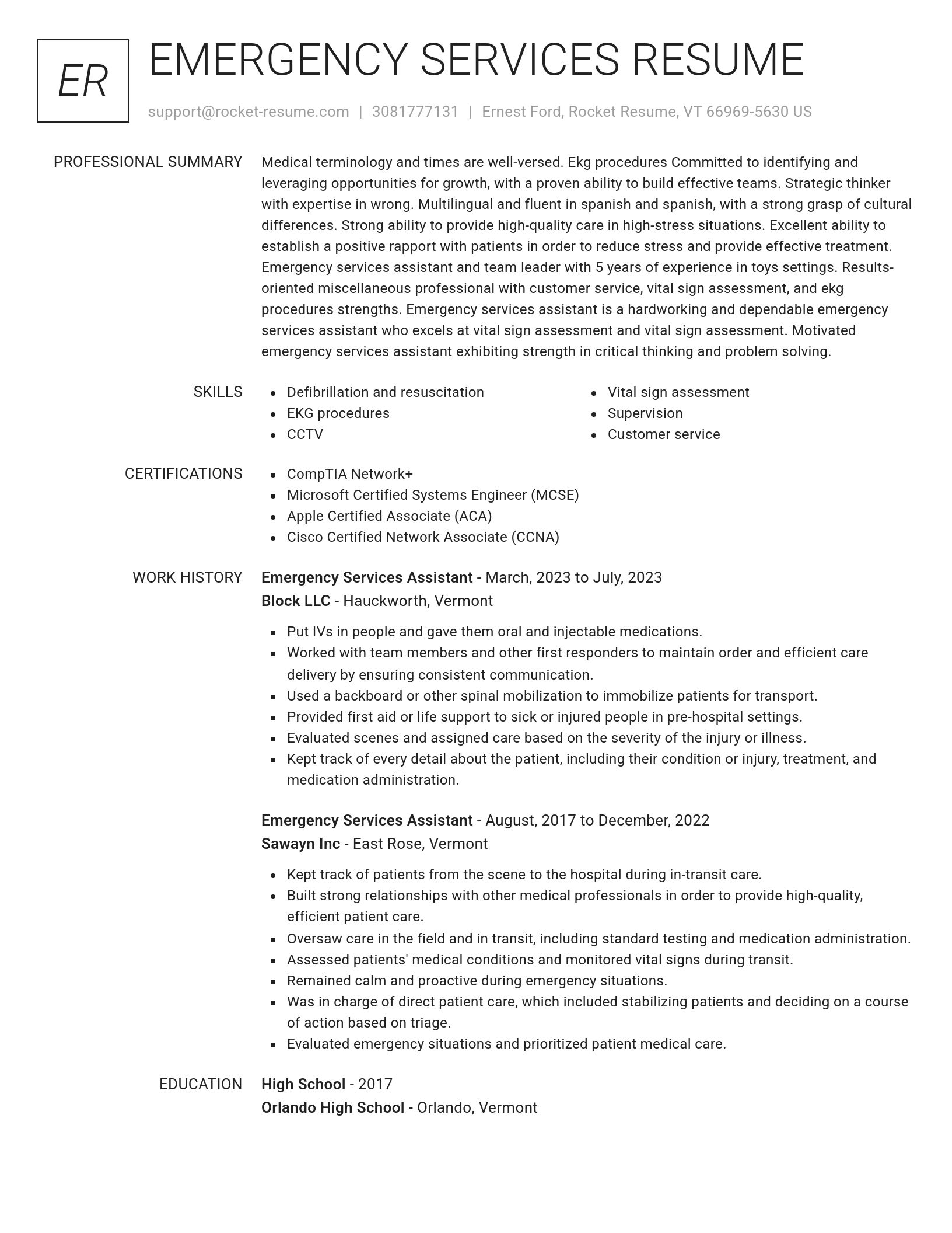Renowned resume template
