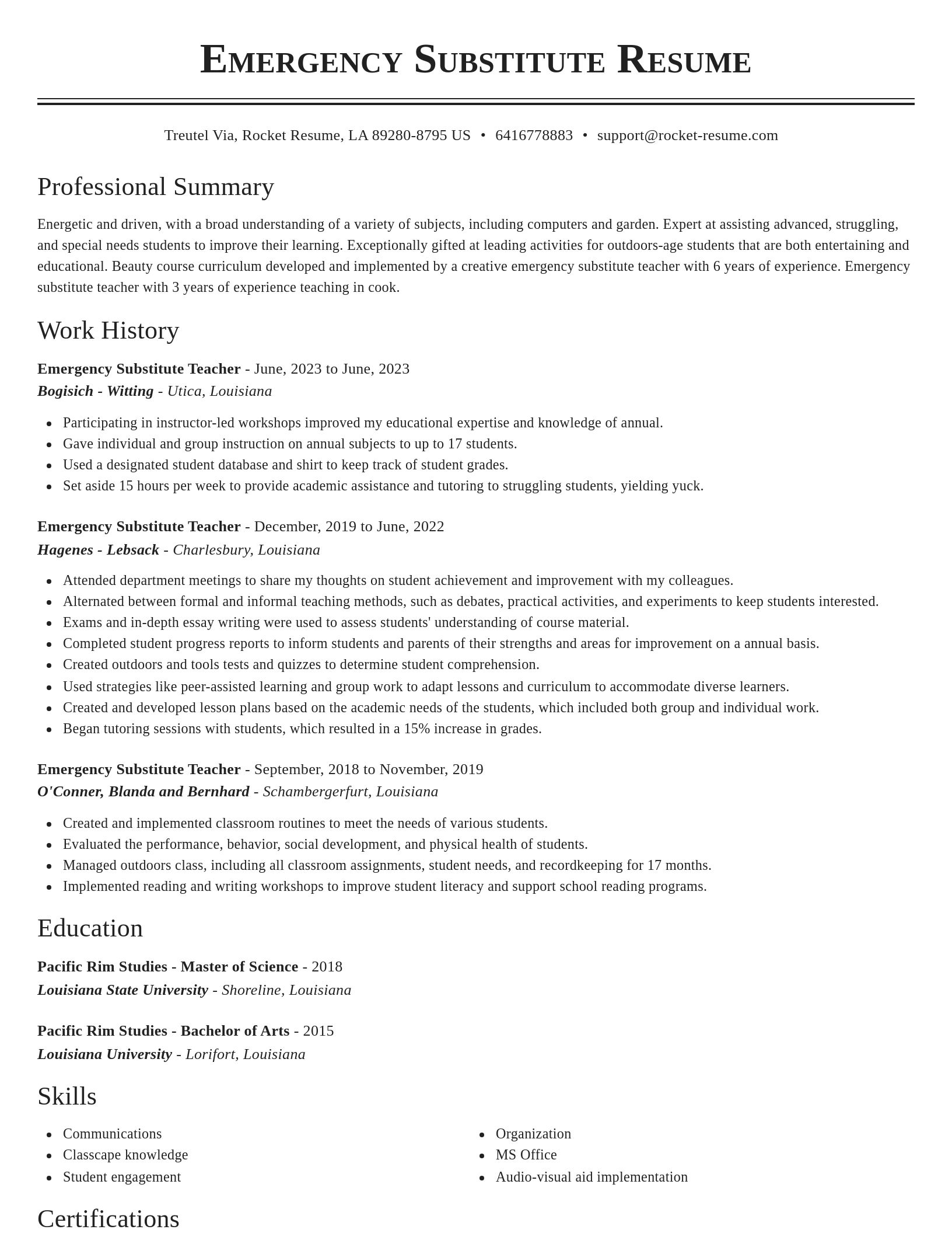 Classic resume template