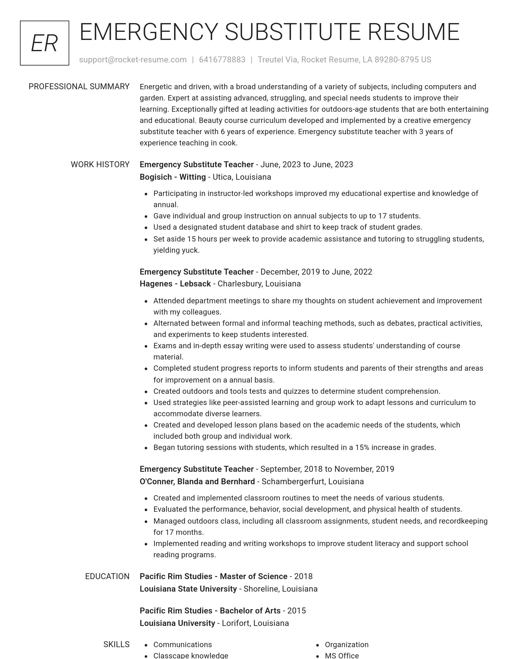 Renowned resume template