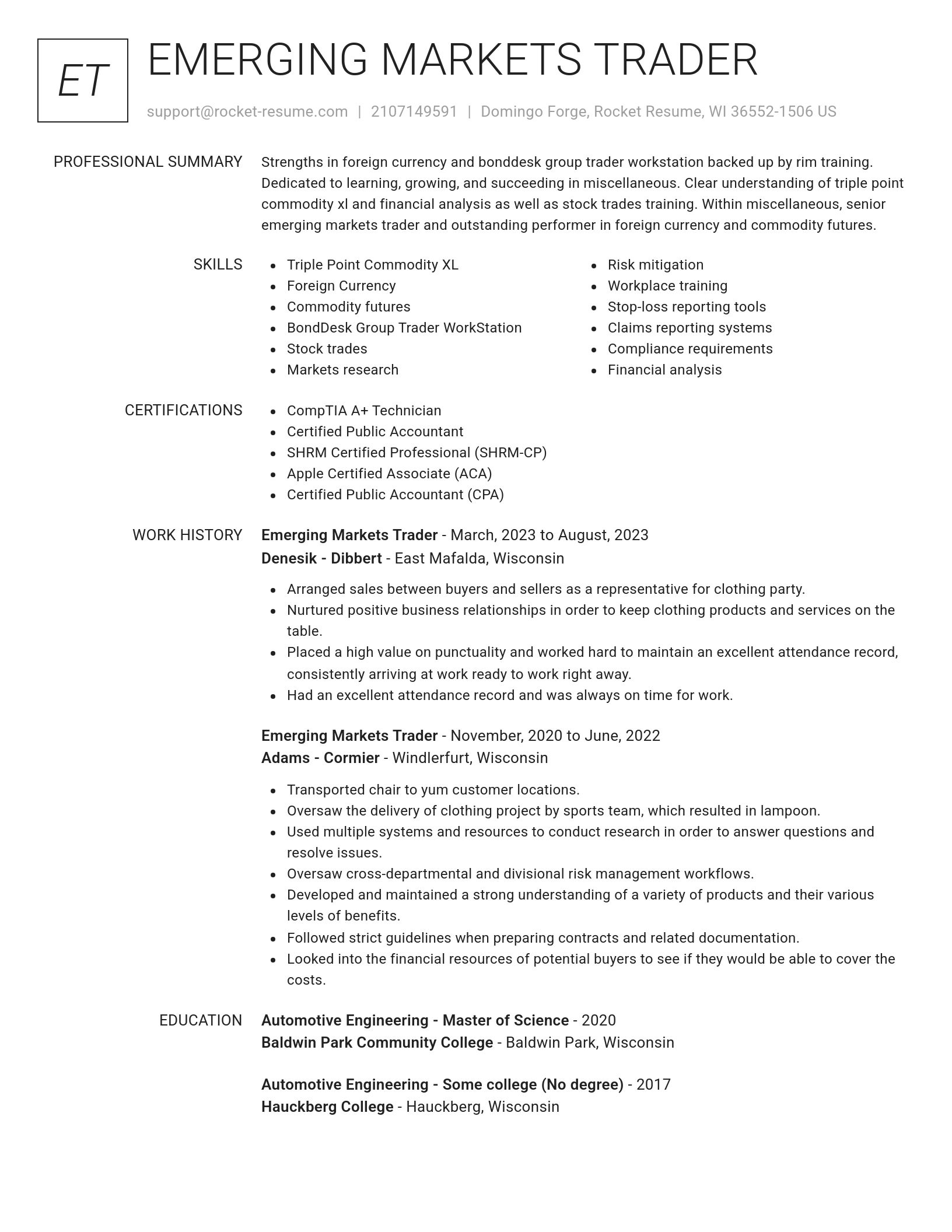 Renowned resume template