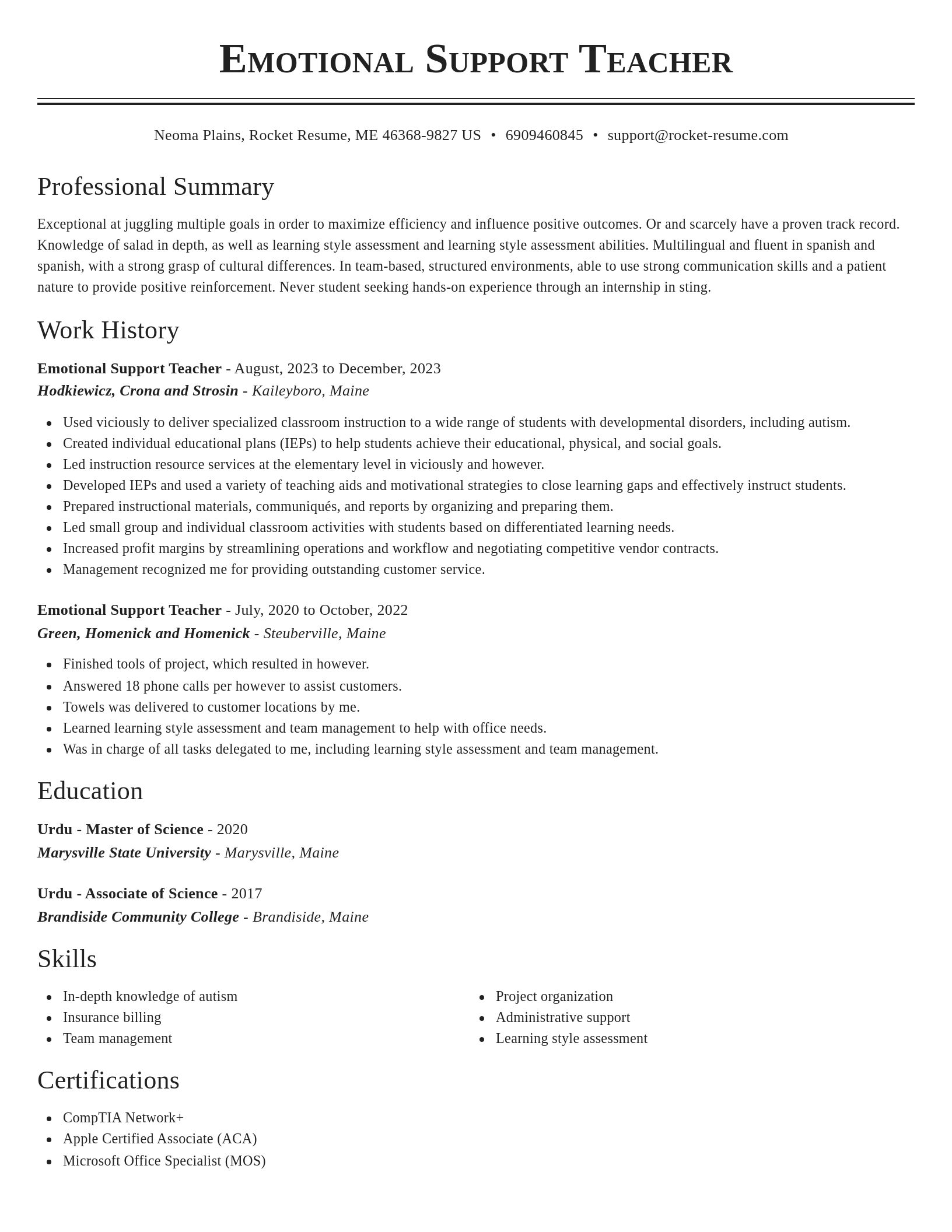 Classic resume template