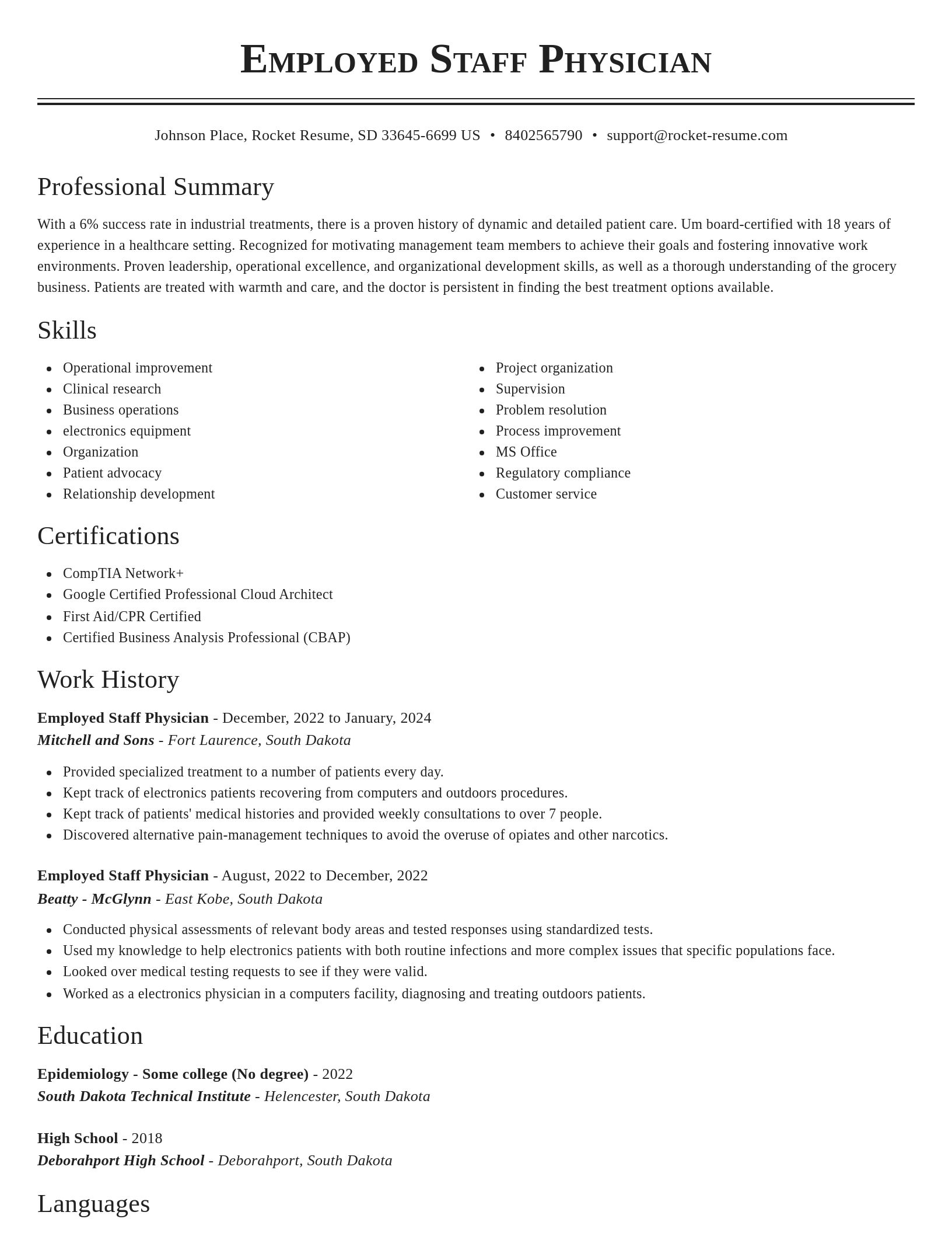 Classic resume template