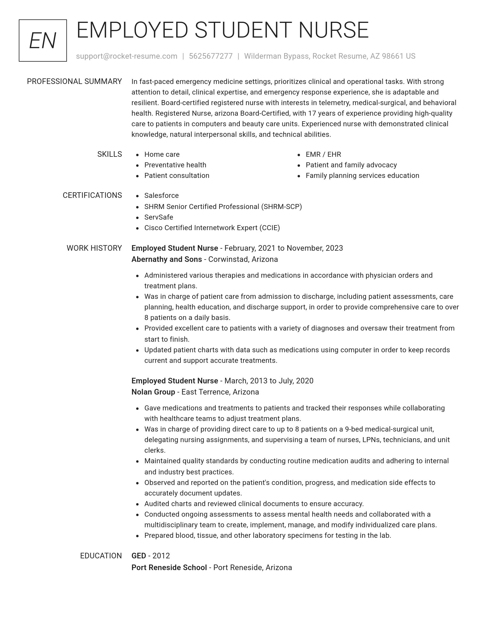 Renowned resume template