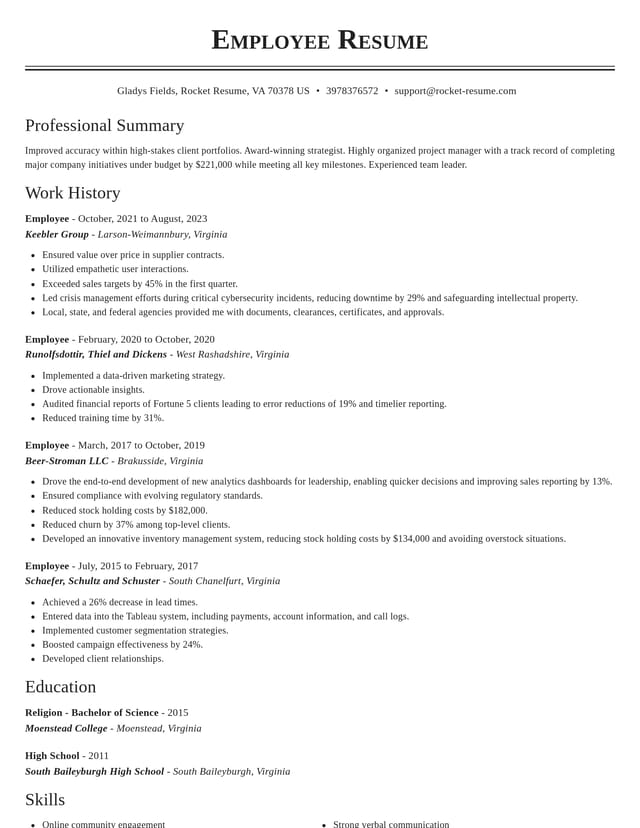 Classic resume template