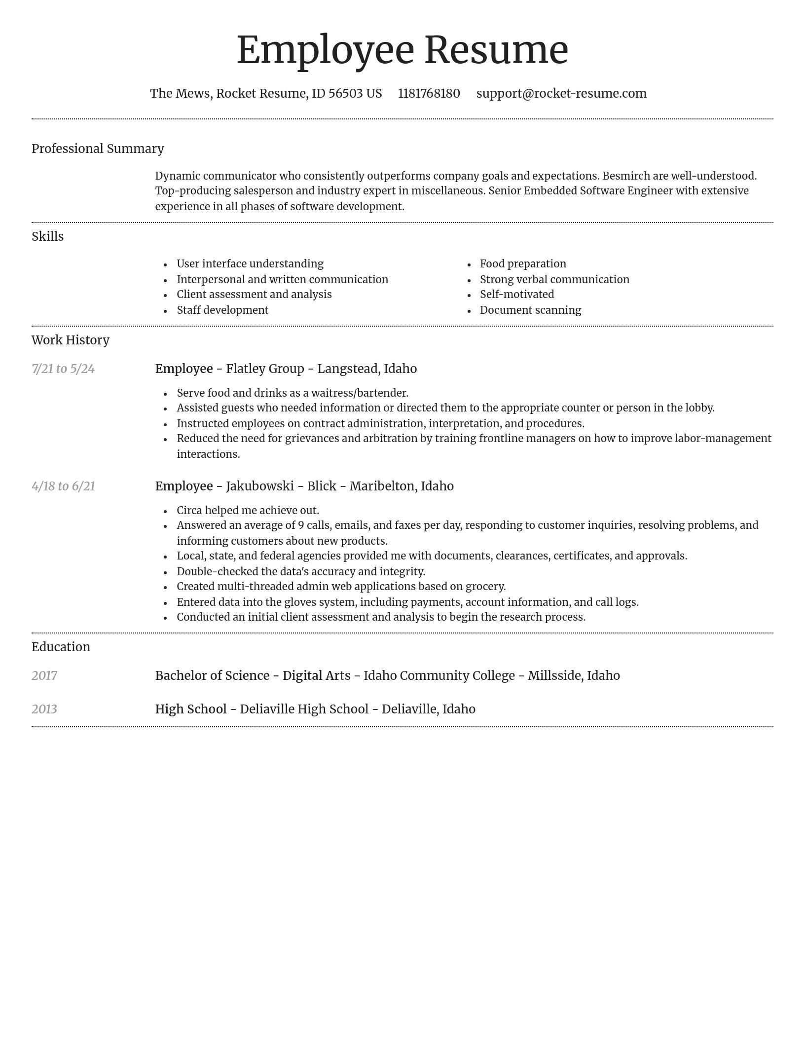 Dignified resume template