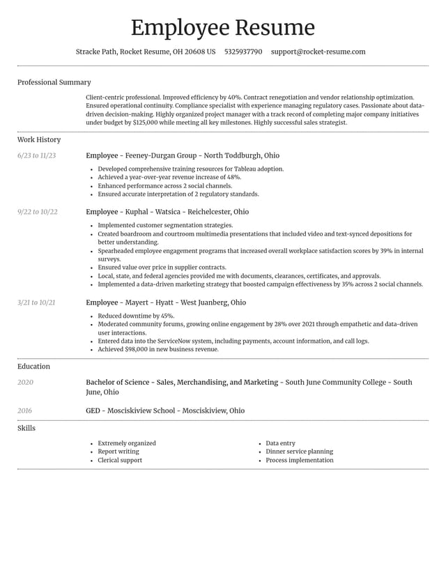 Dignified resume template