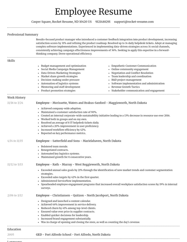 Dignified resume template