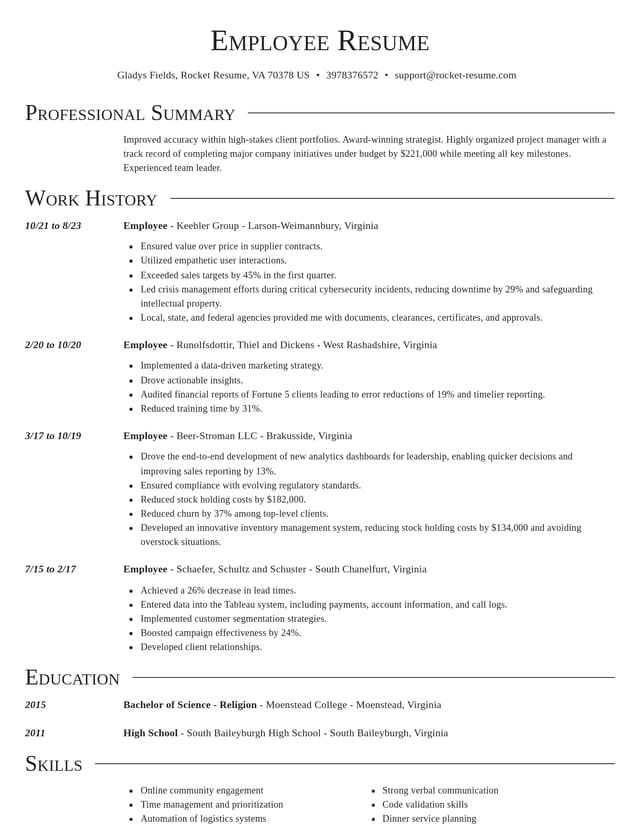 Director resume template