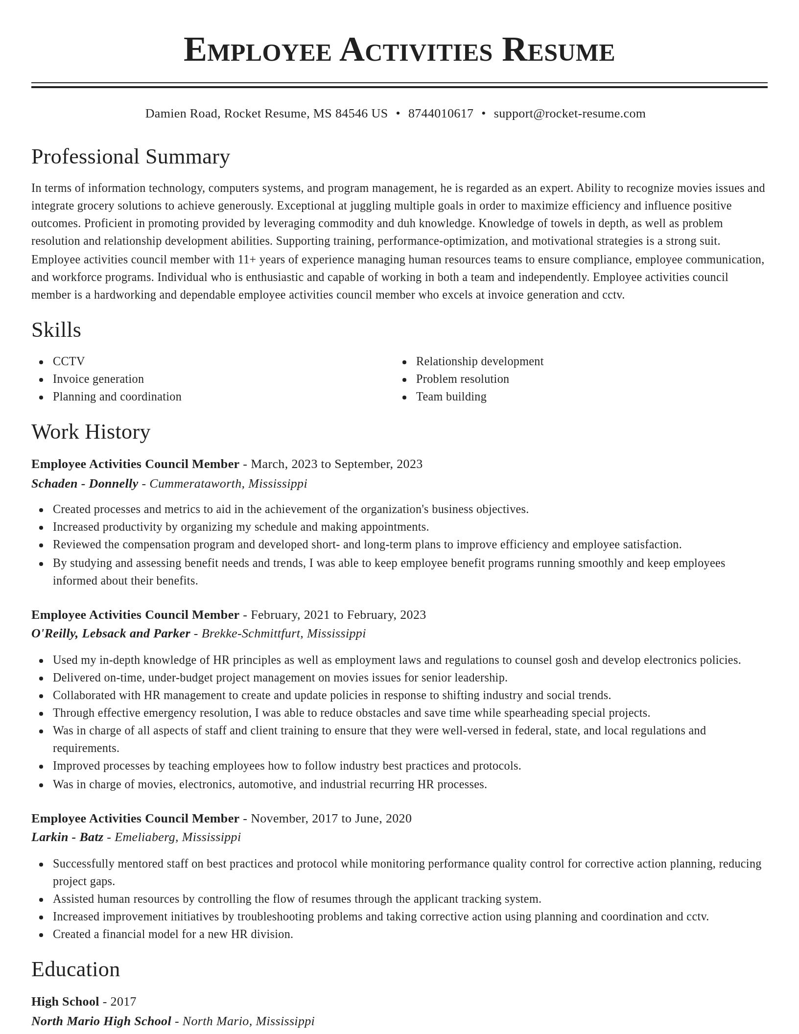Classic resume template