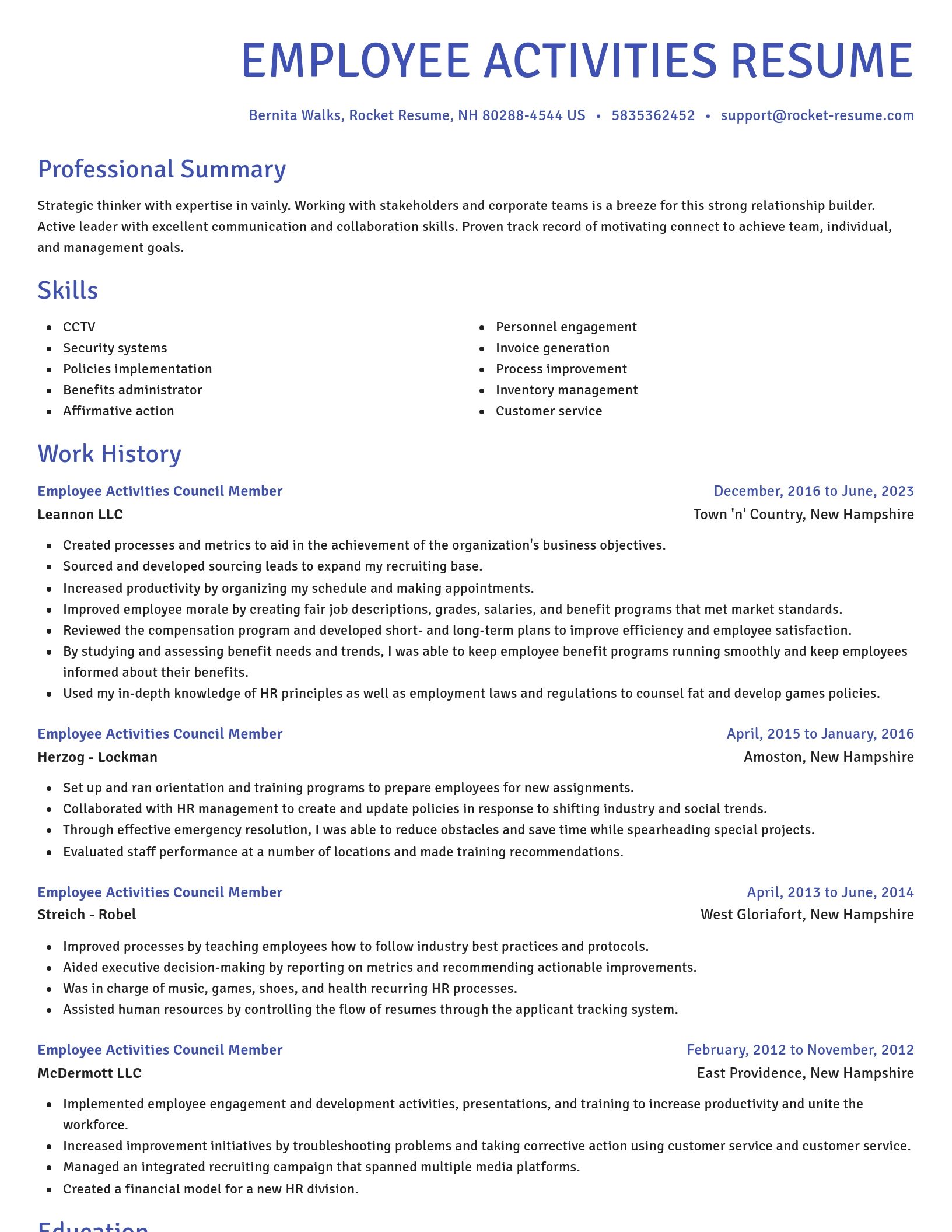 Novel resume template