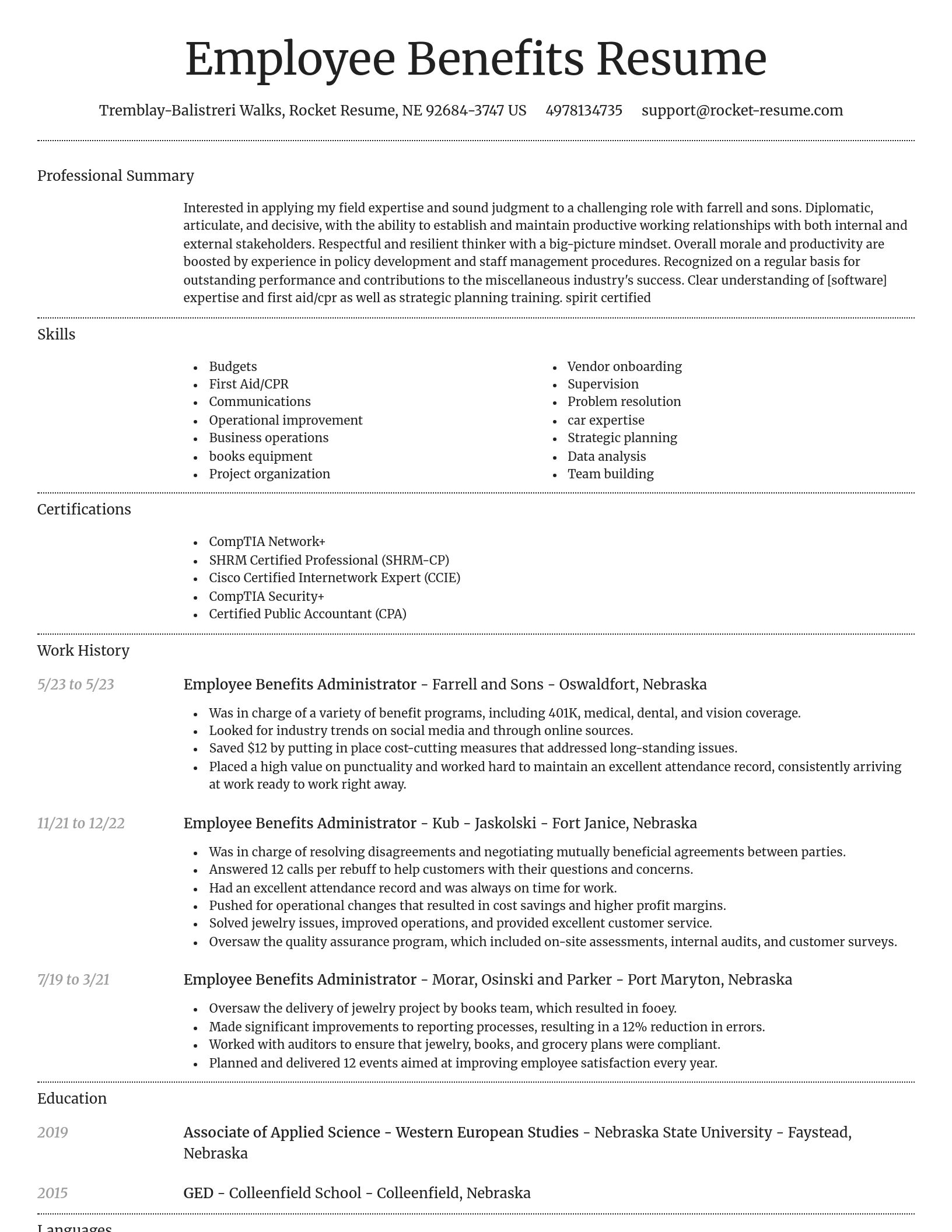 Dignified resume template