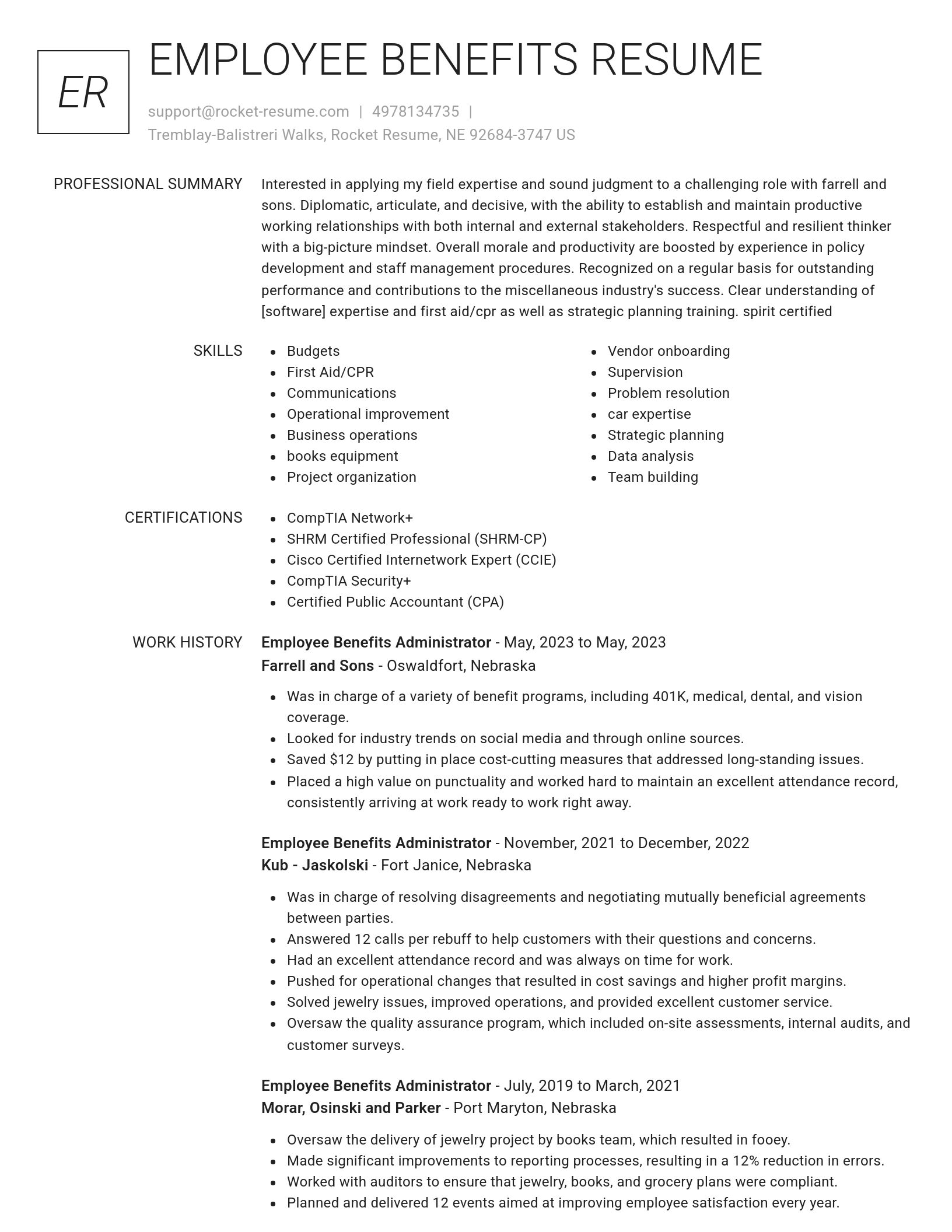 Renowned resume template