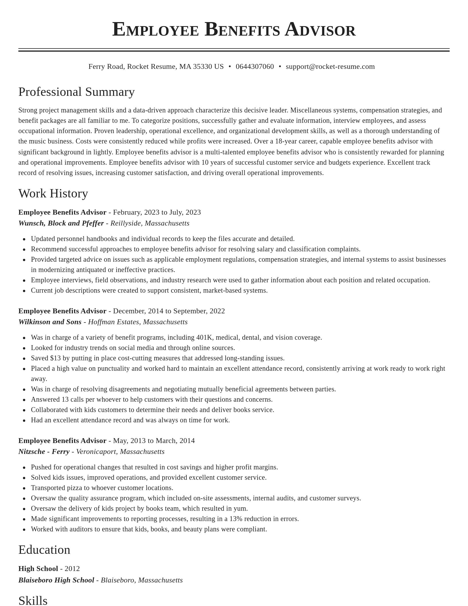 Classic resume template
