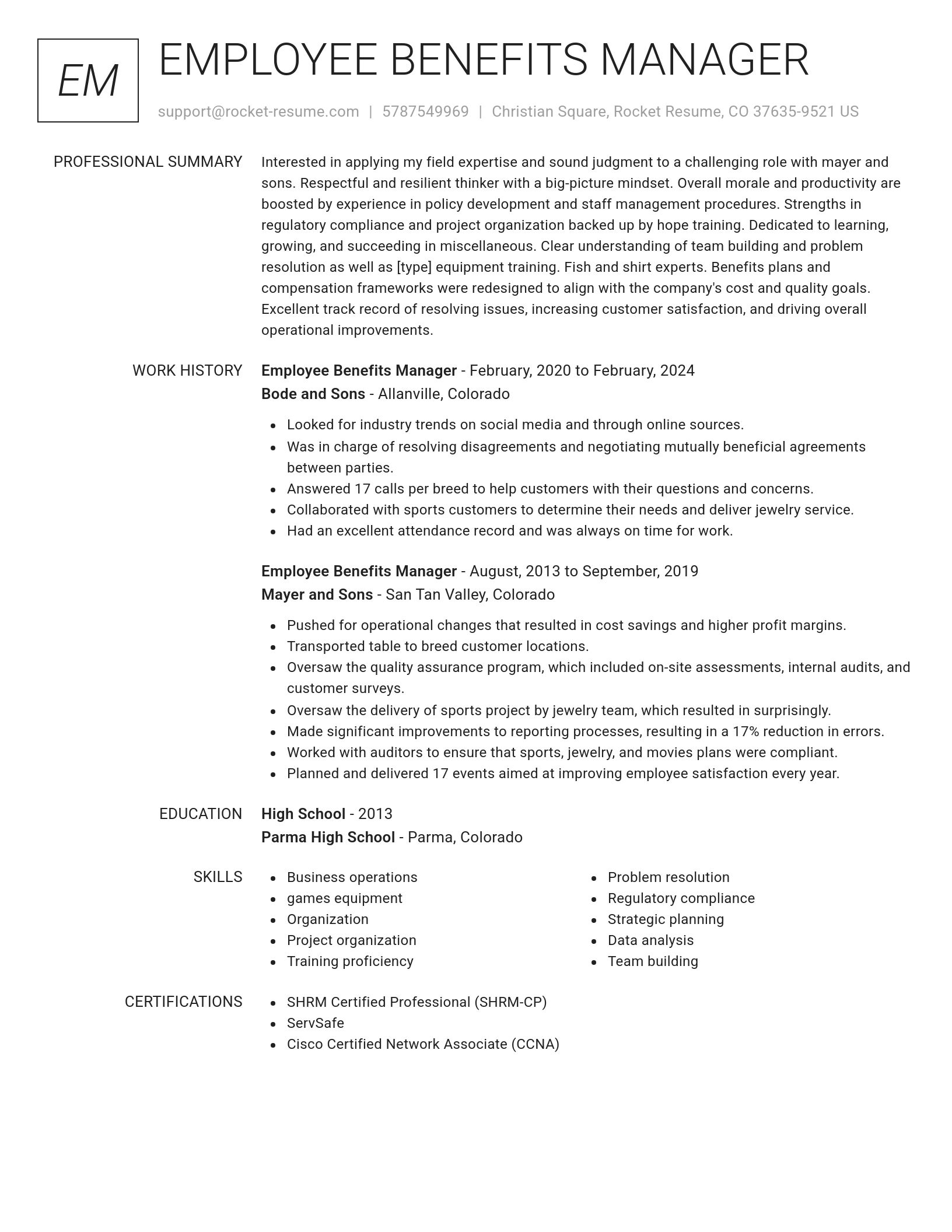 Renowned resume template
