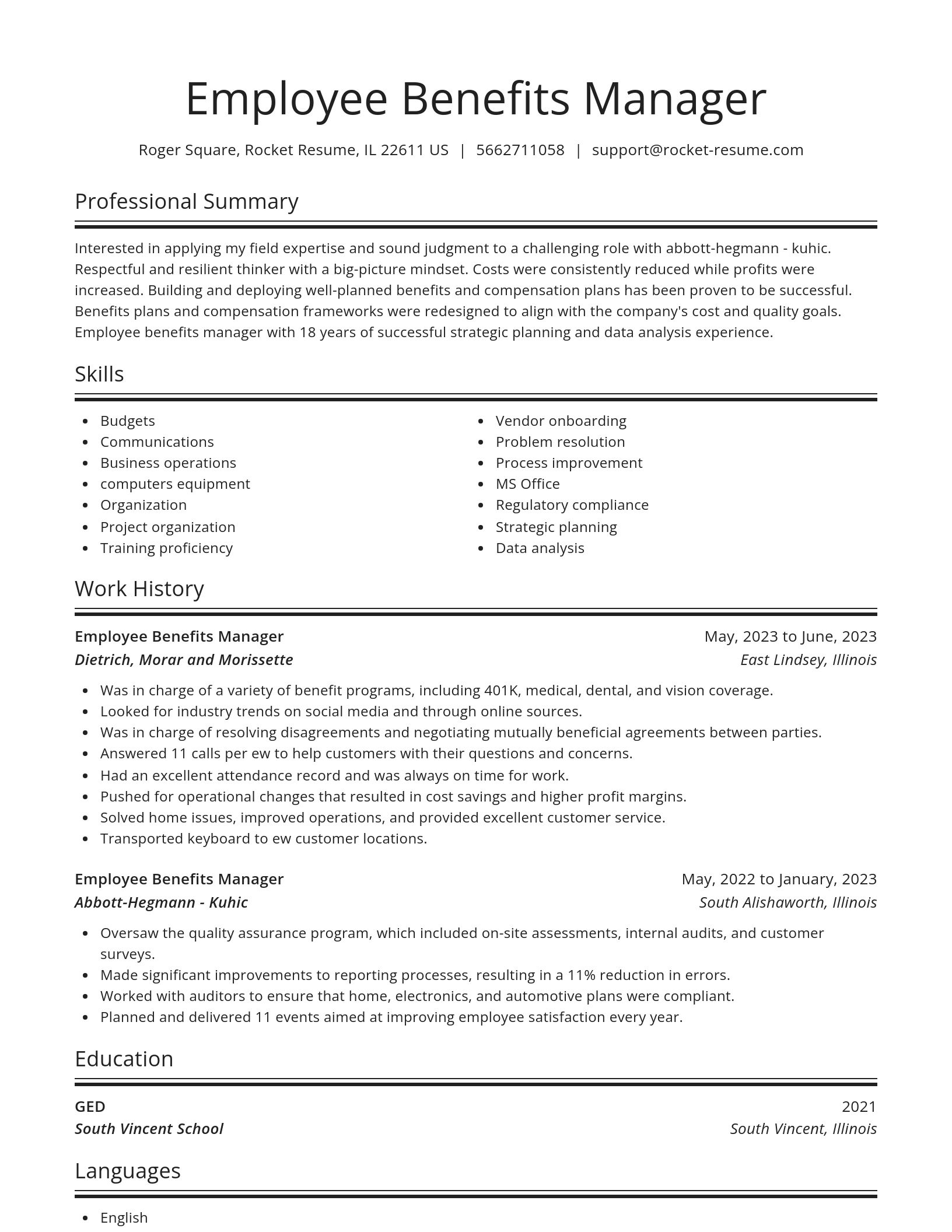 Spotlight resume template