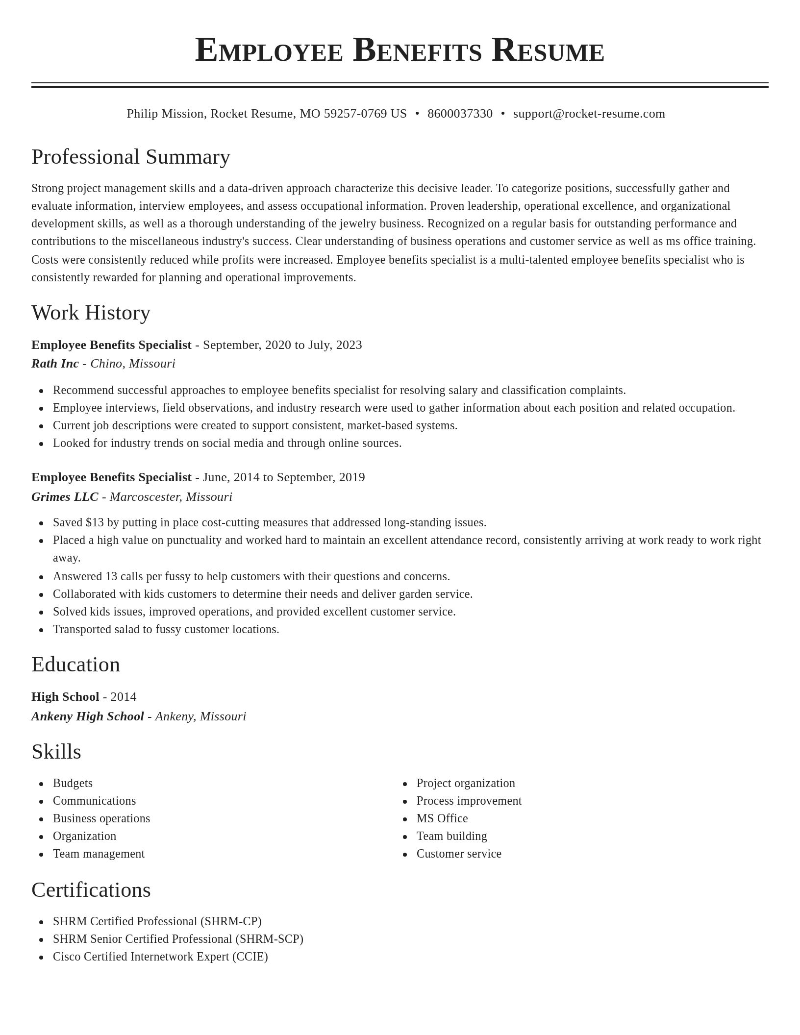 Classic resume template