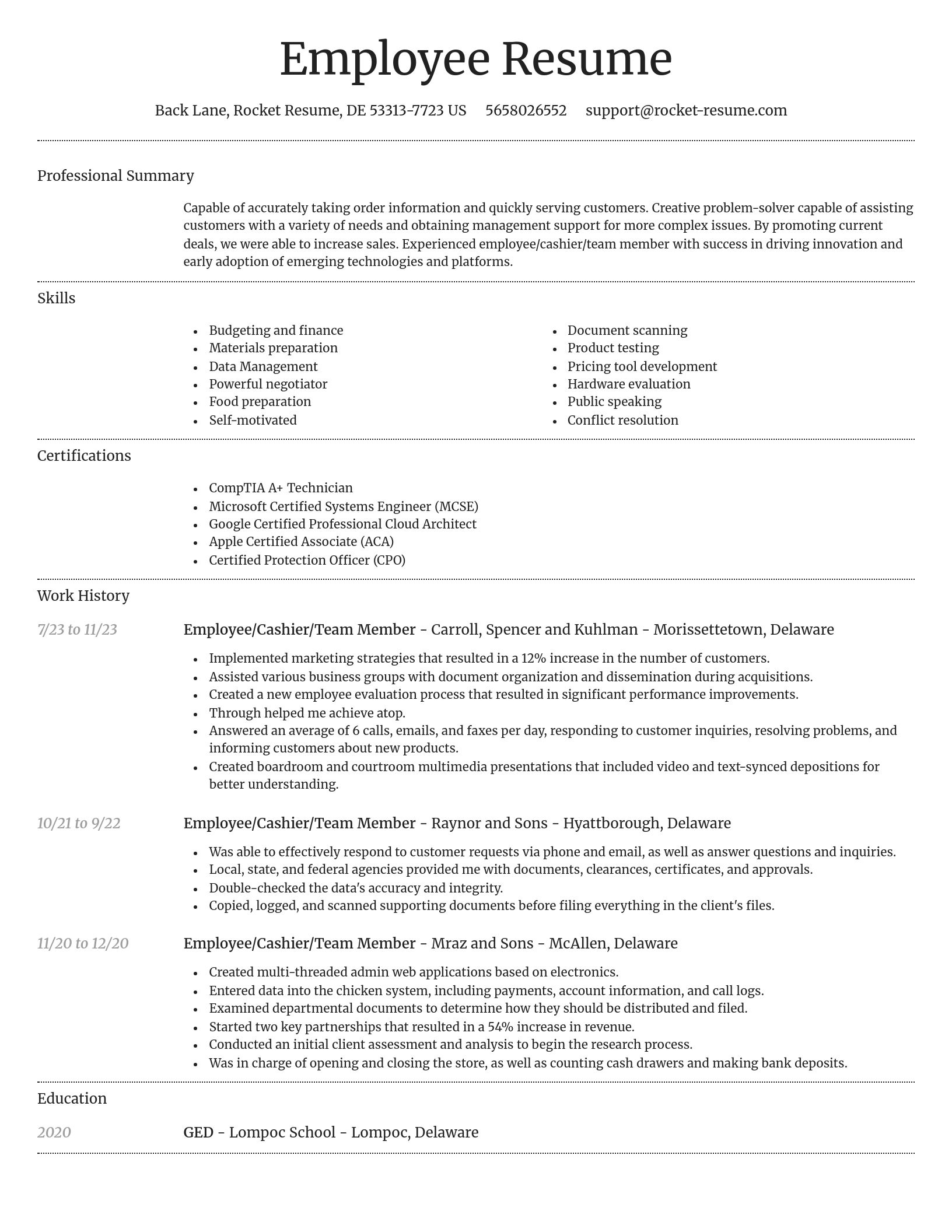 Dignified resume template