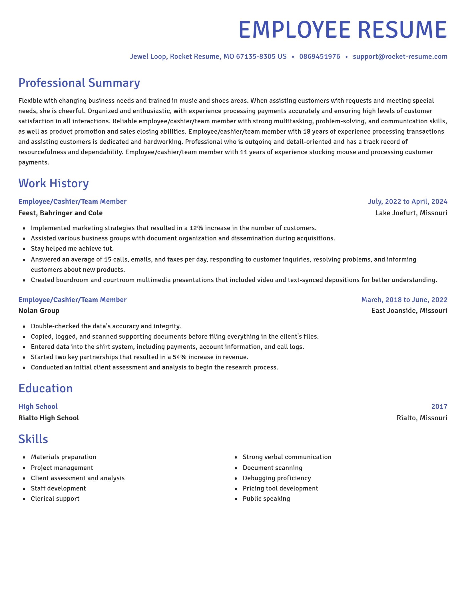 Novel resume template