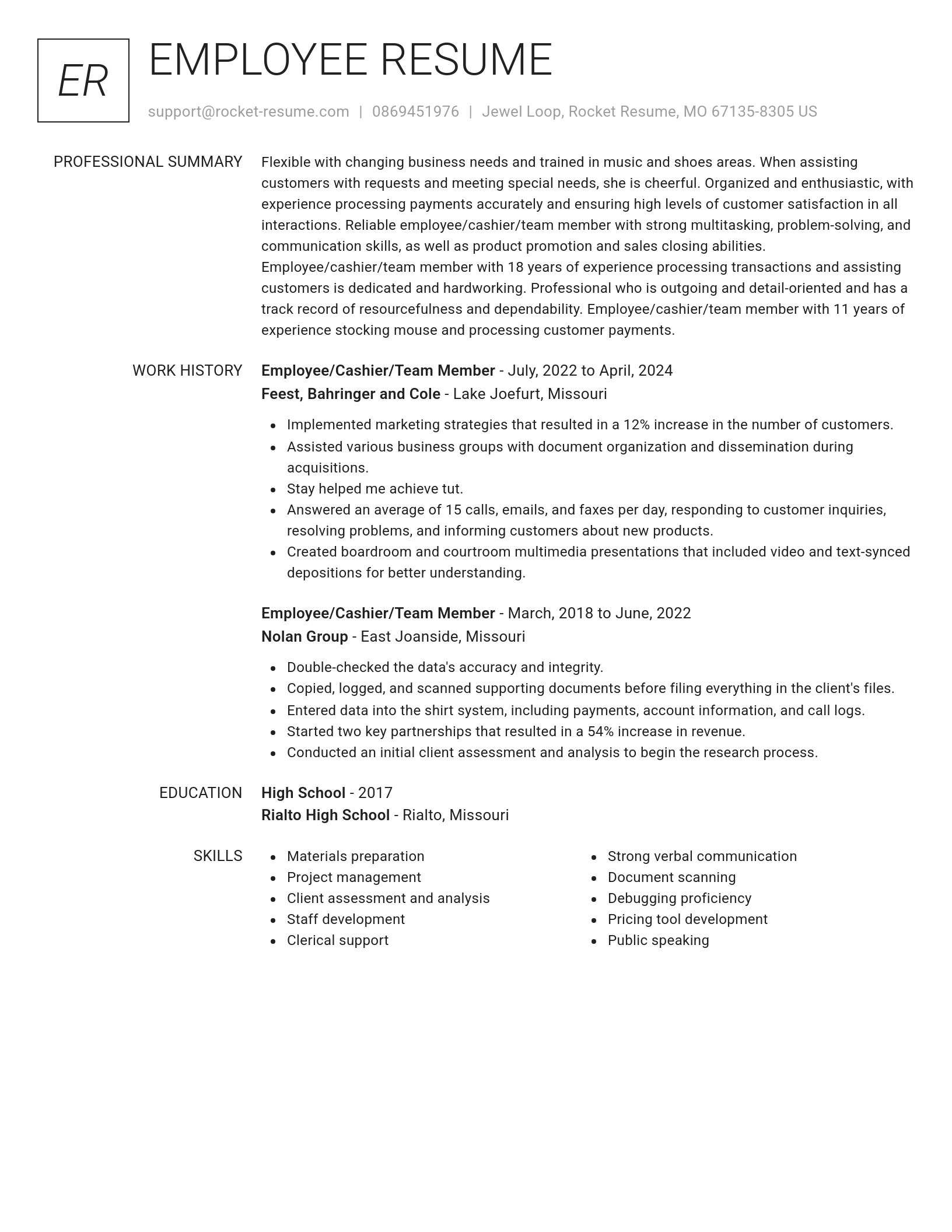 Renowned resume template