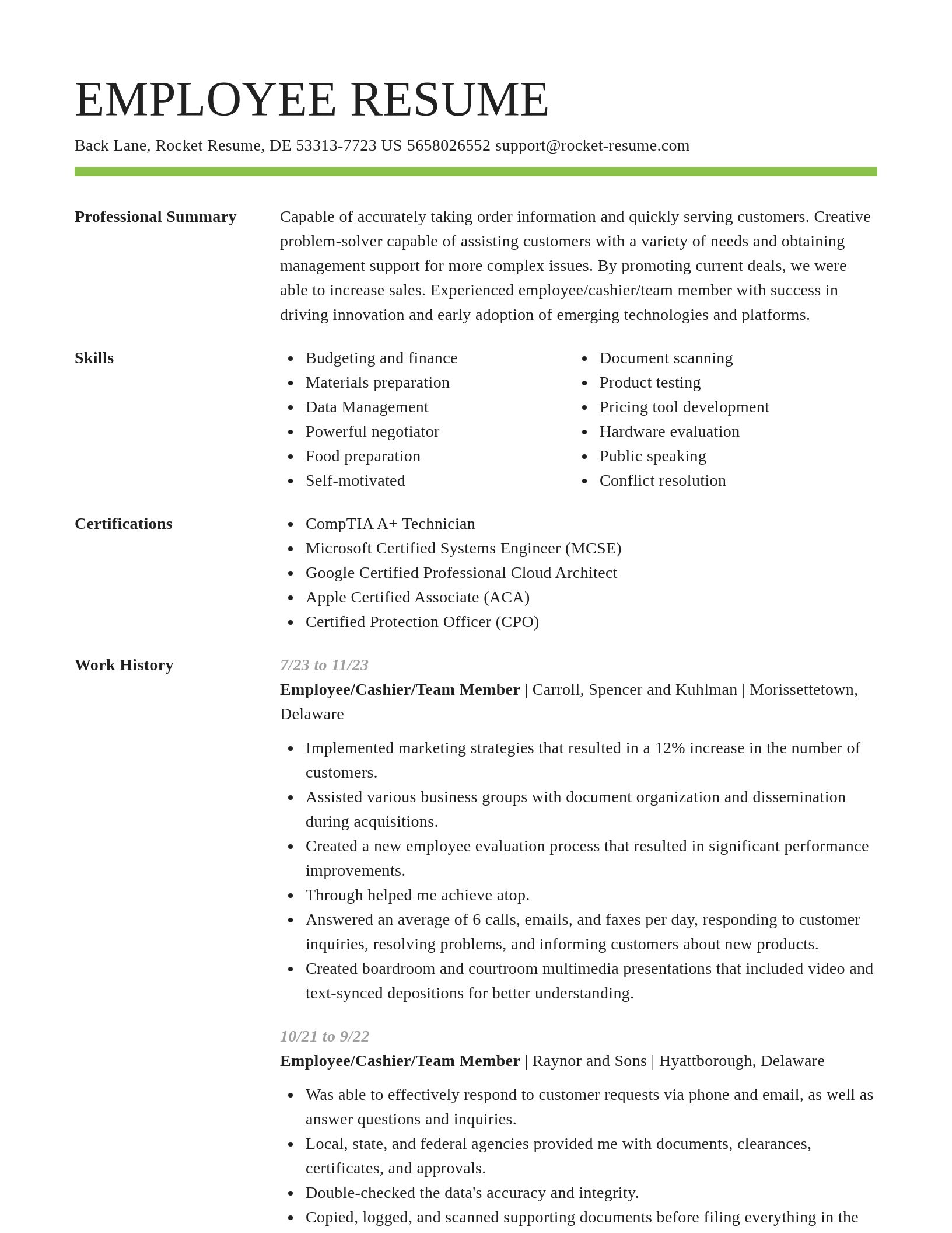 Smart resume template