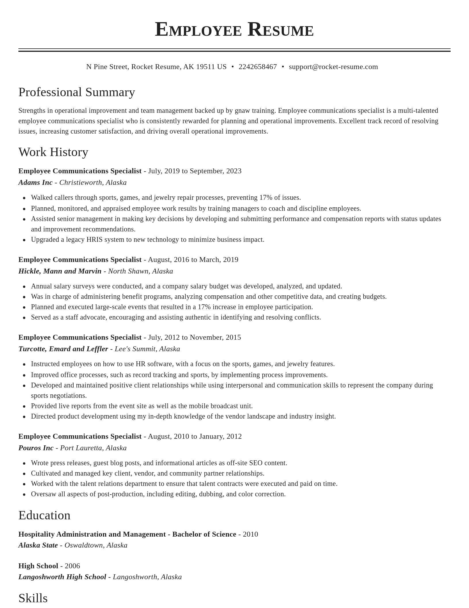 Classic resume template