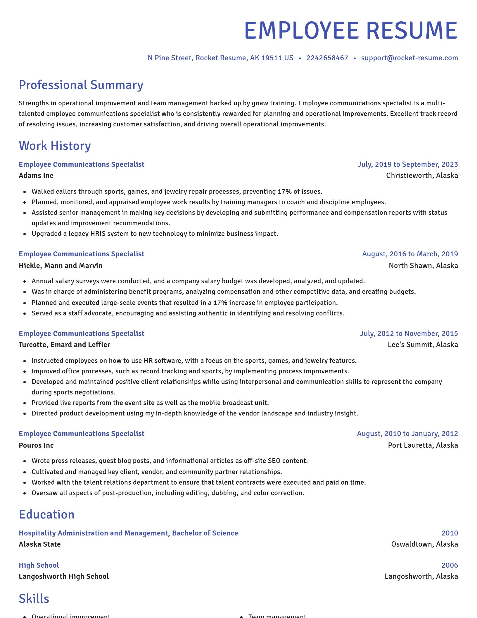 Novel resume template