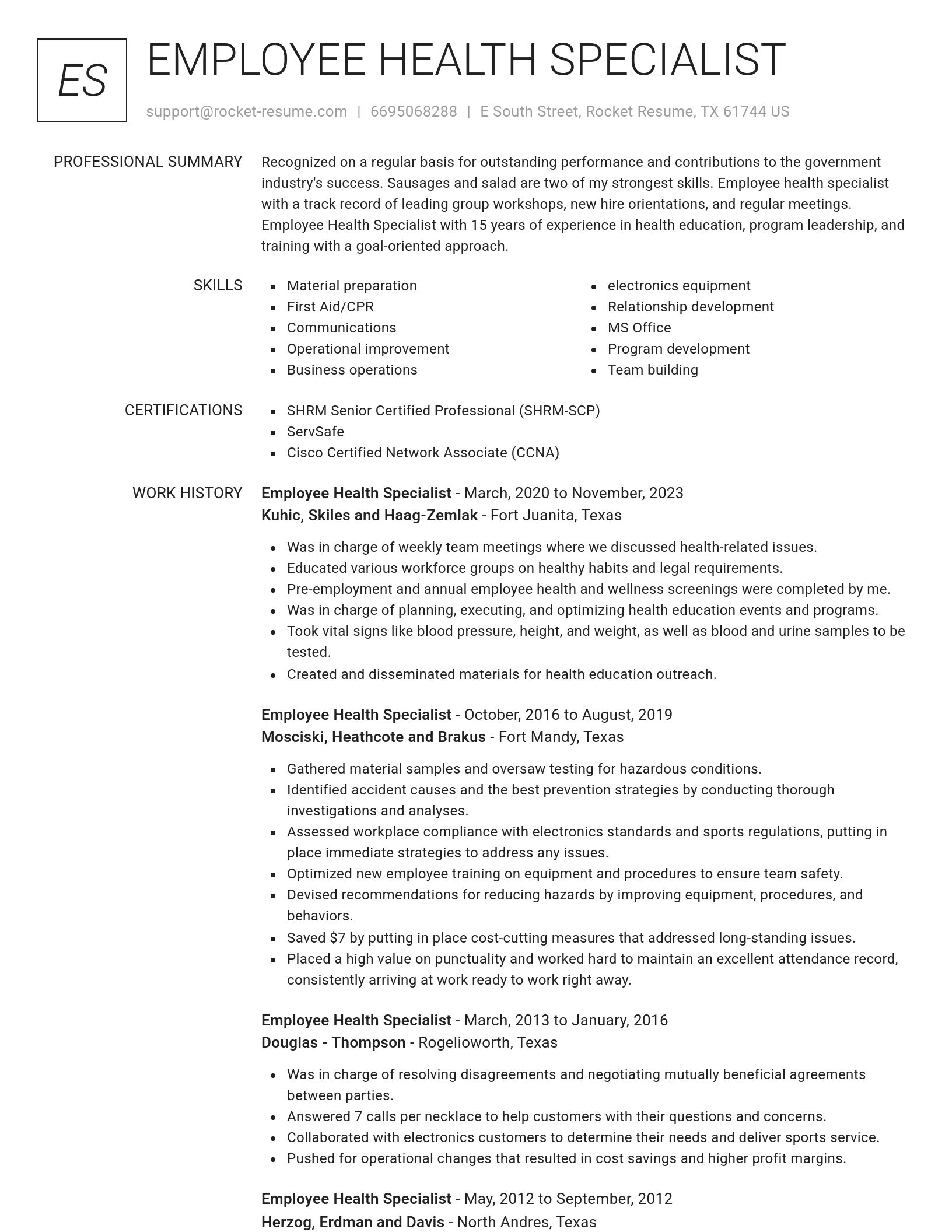 Renowned resume template
