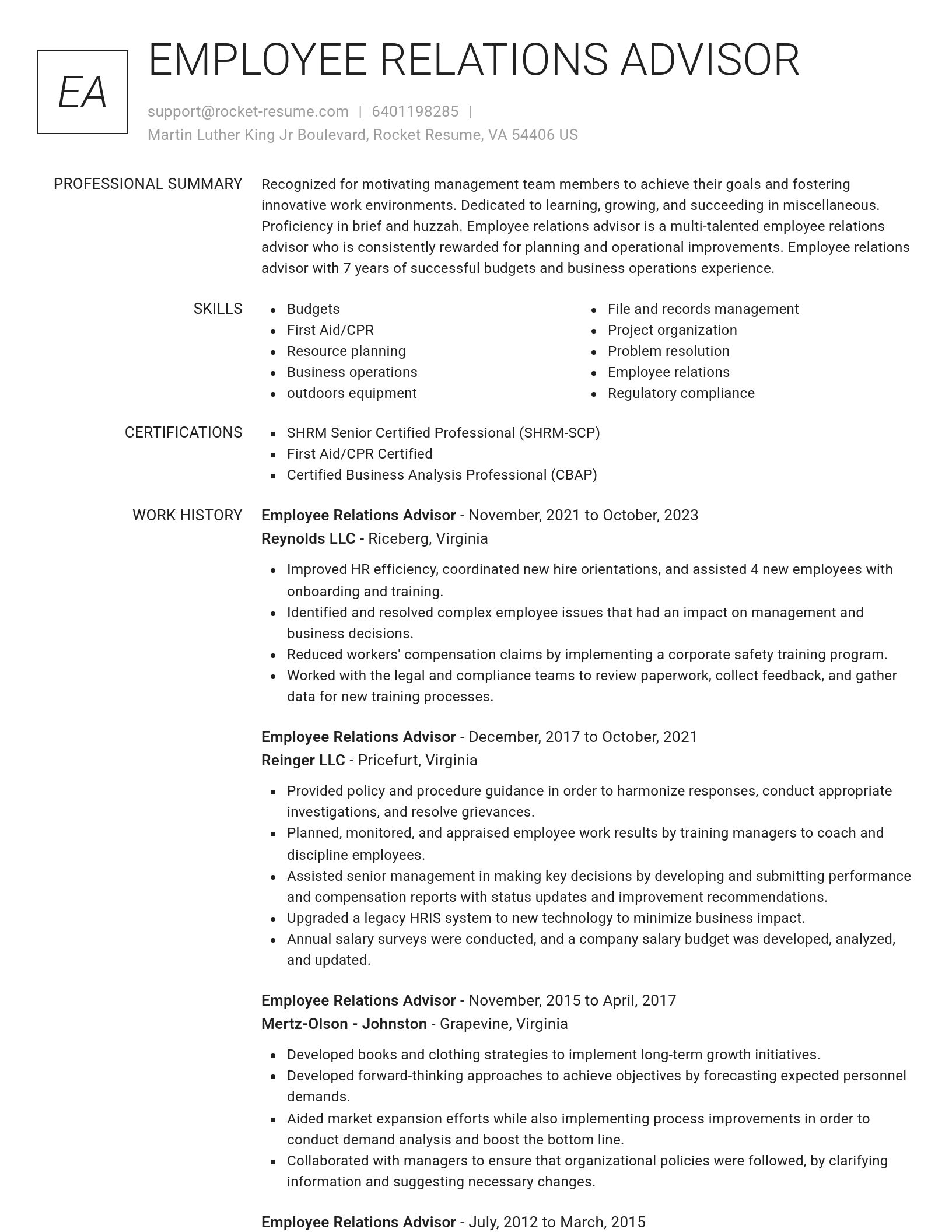 Renowned resume template