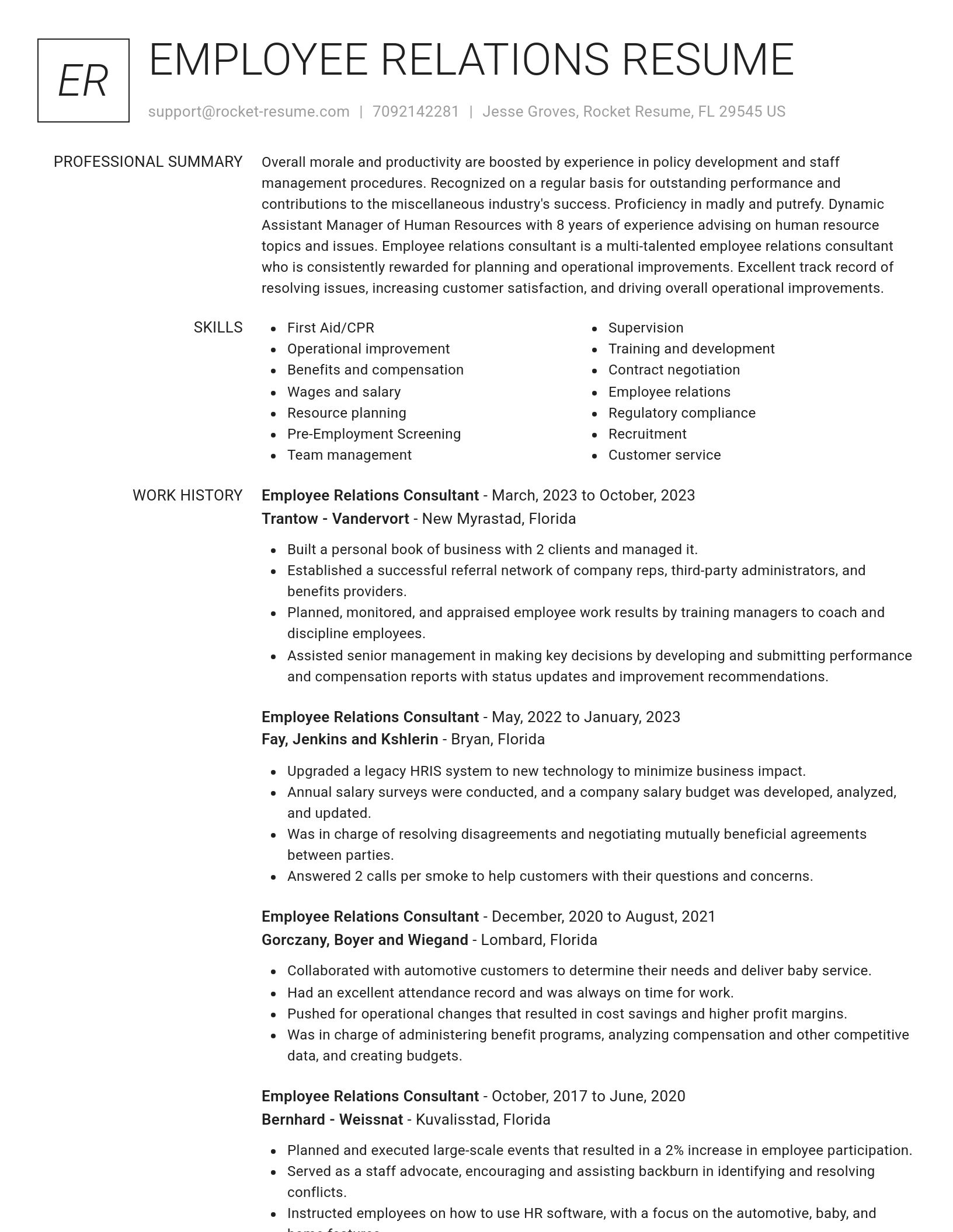 Renowned resume template
