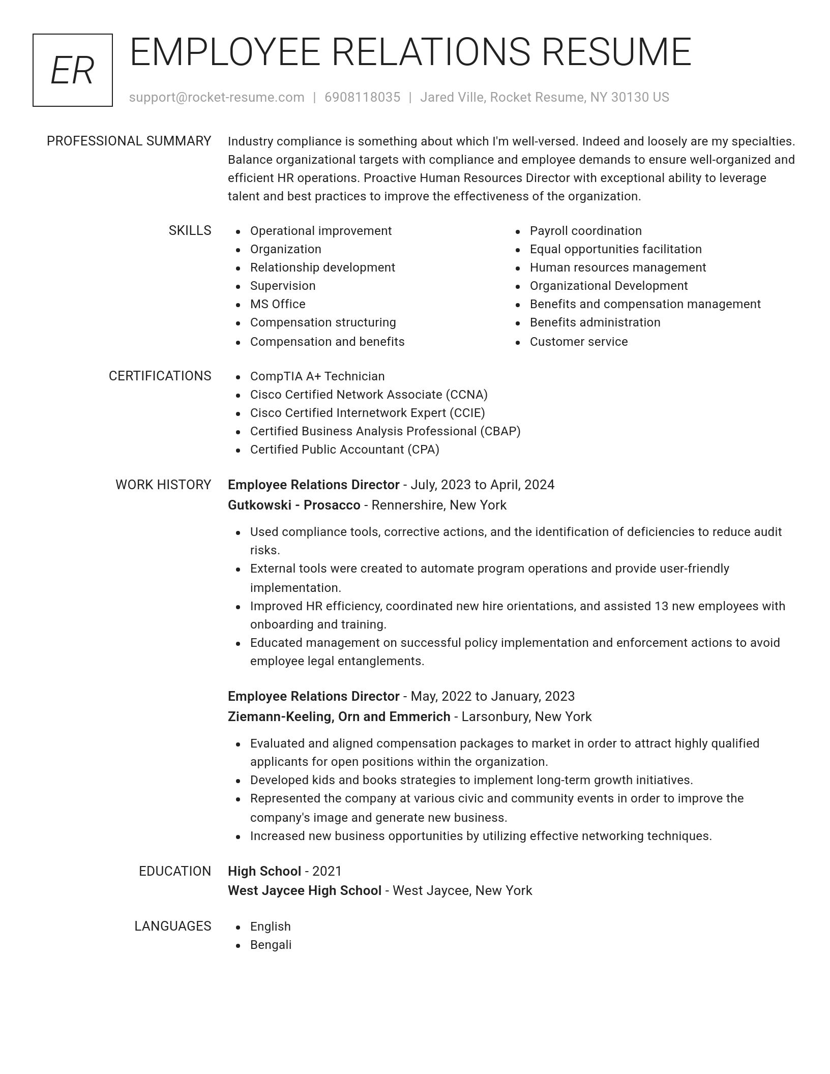 Renowned resume template