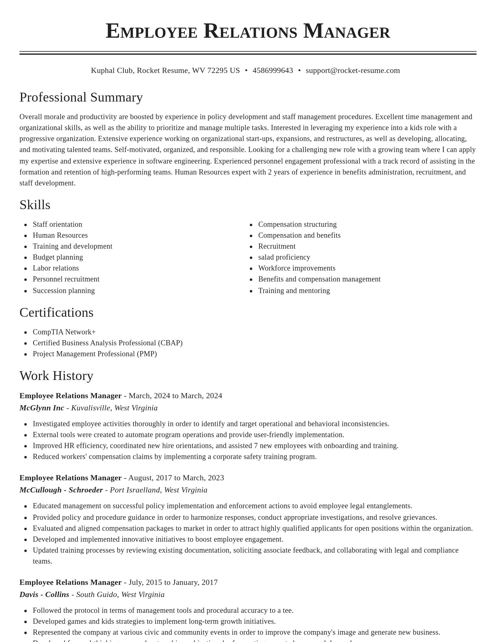 Classic resume template