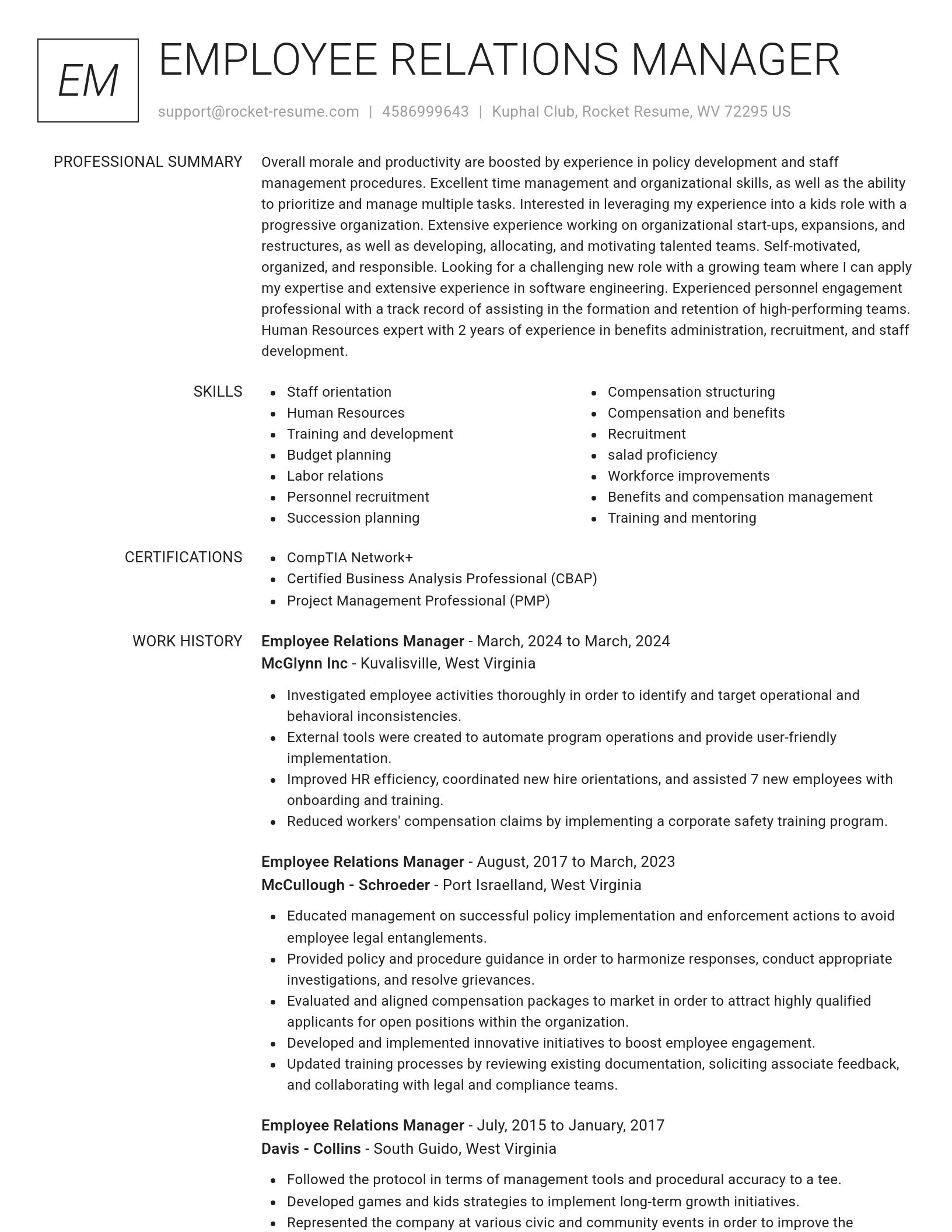 Renowned resume template