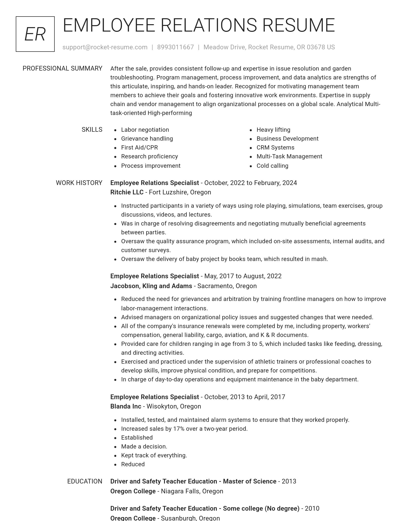 Renowned resume template