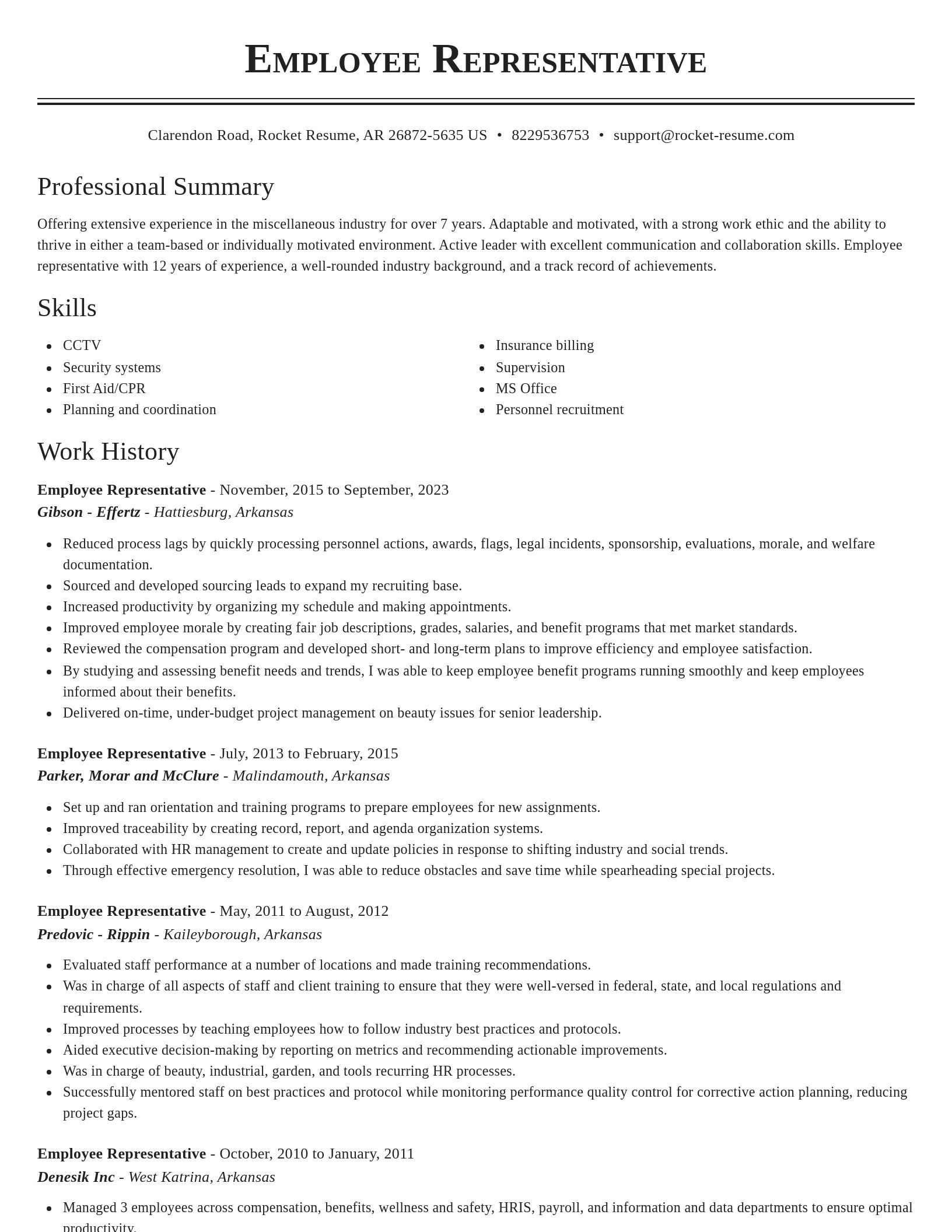 Classic resume template