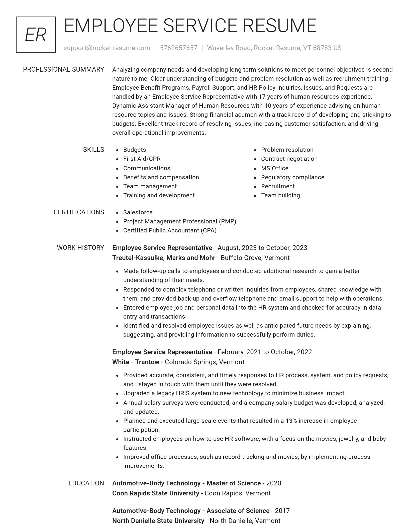 Renowned resume template
