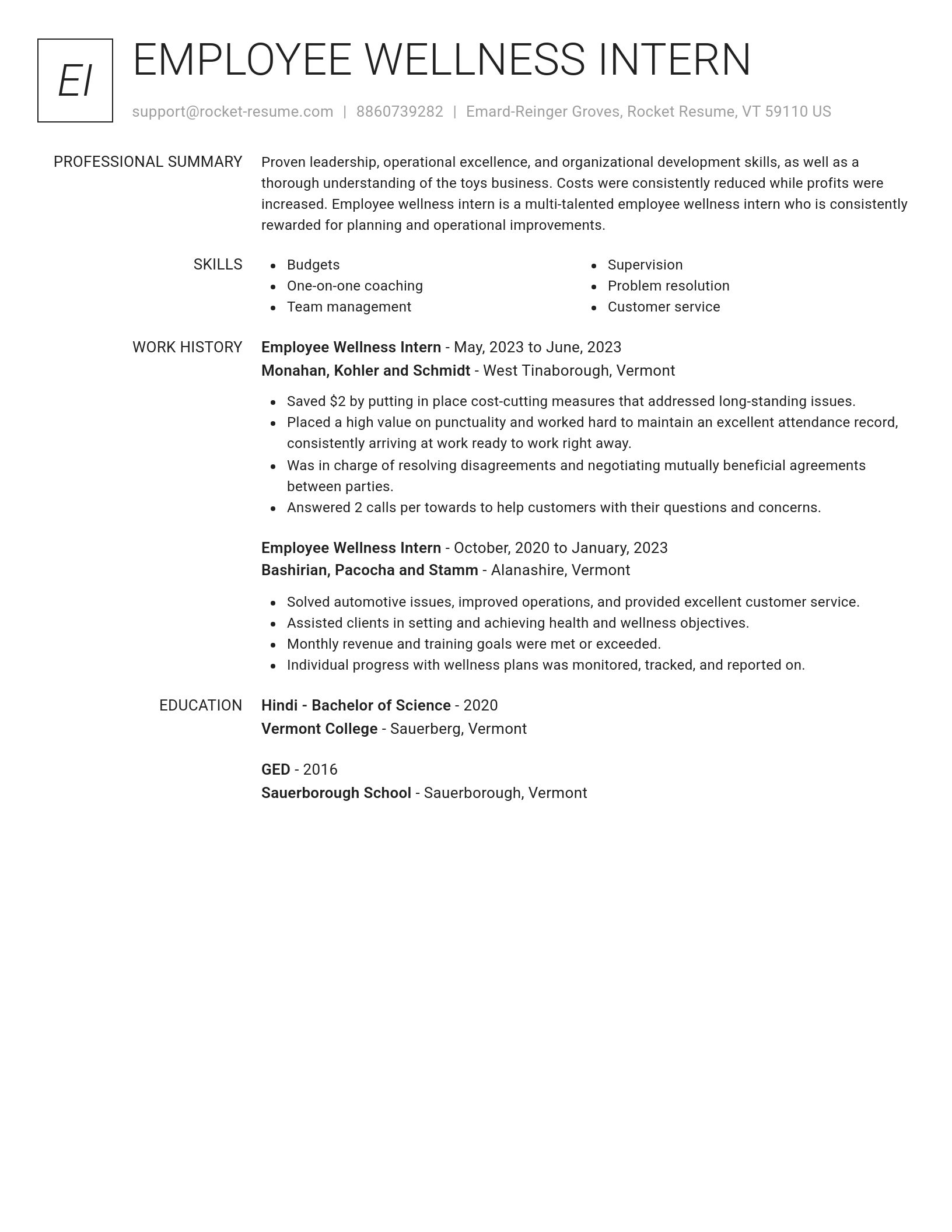 Renowned resume template