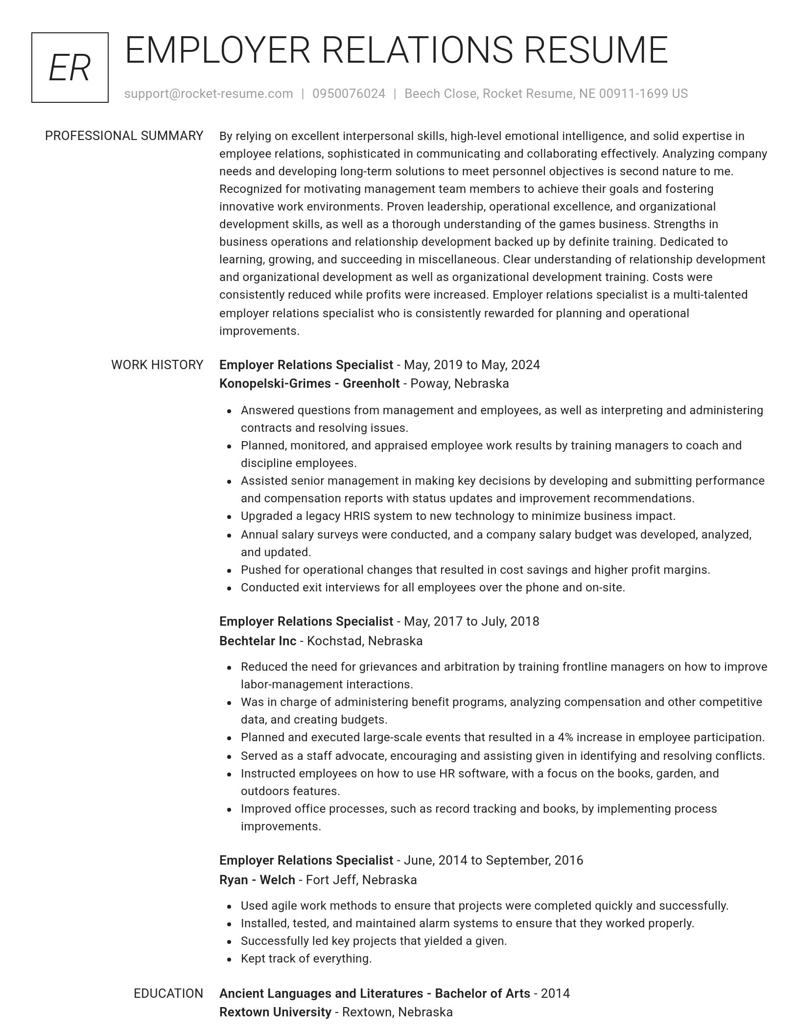 Renowned resume template