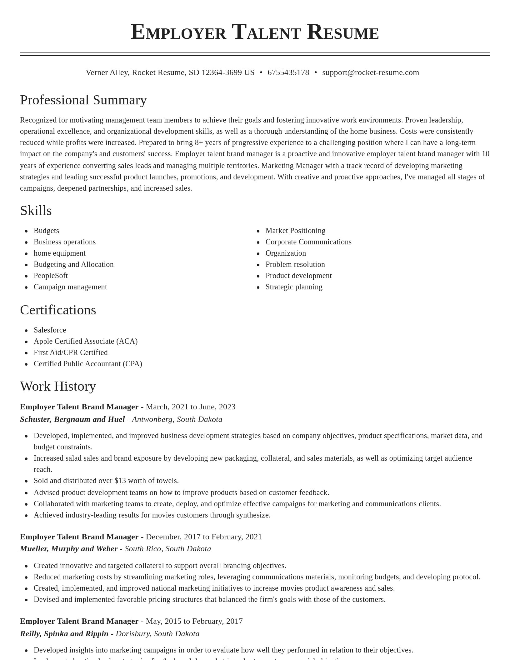 Classic resume template