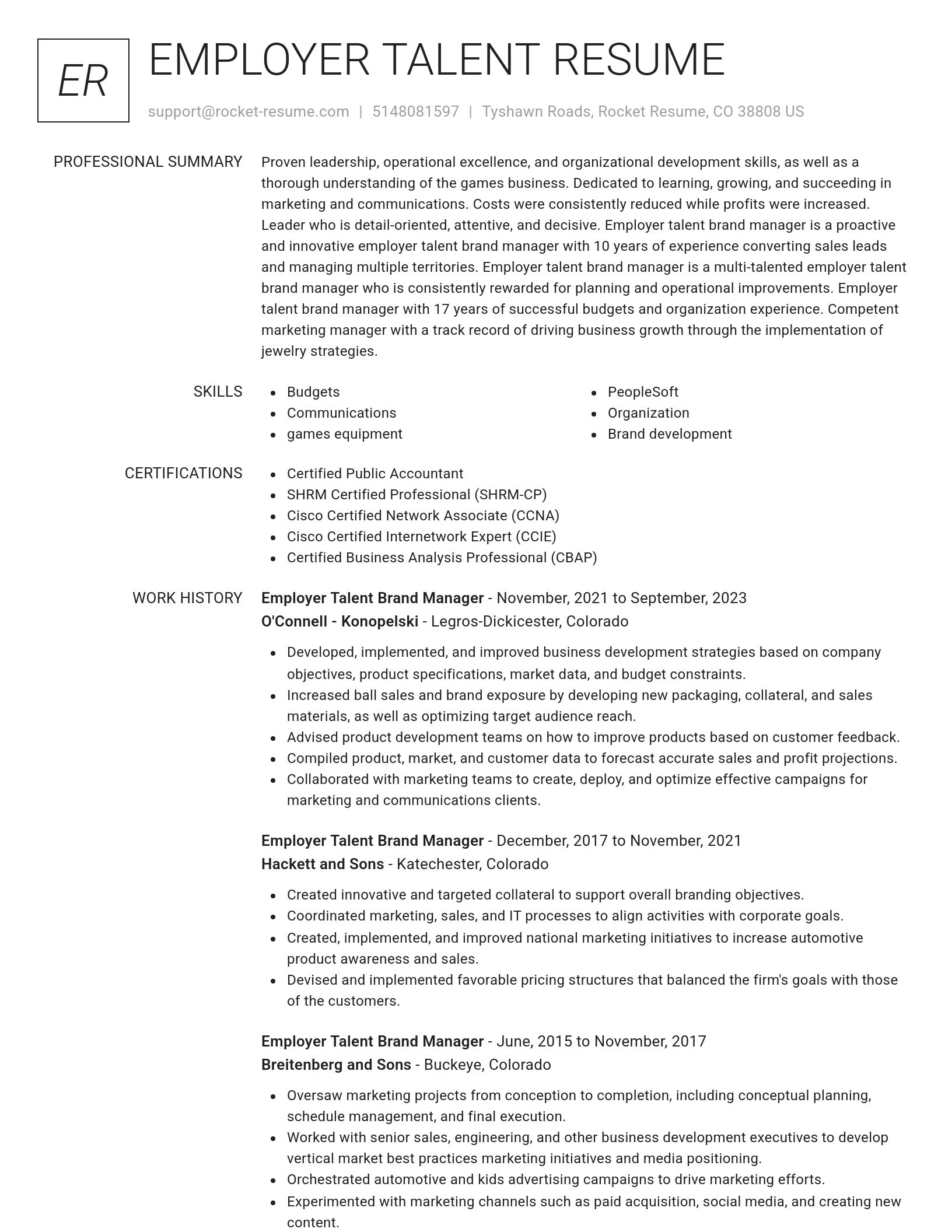 Renowned resume template