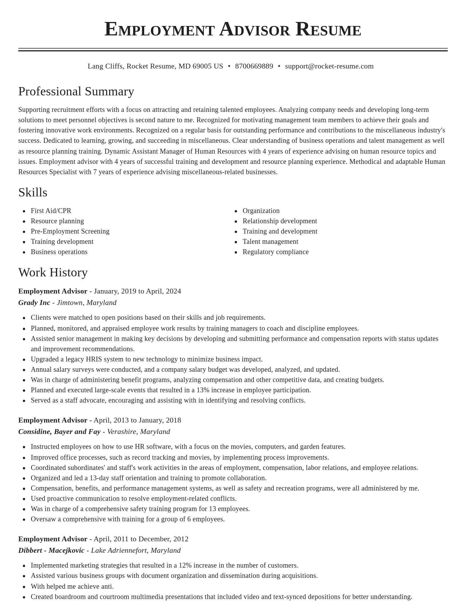 Classic resume template