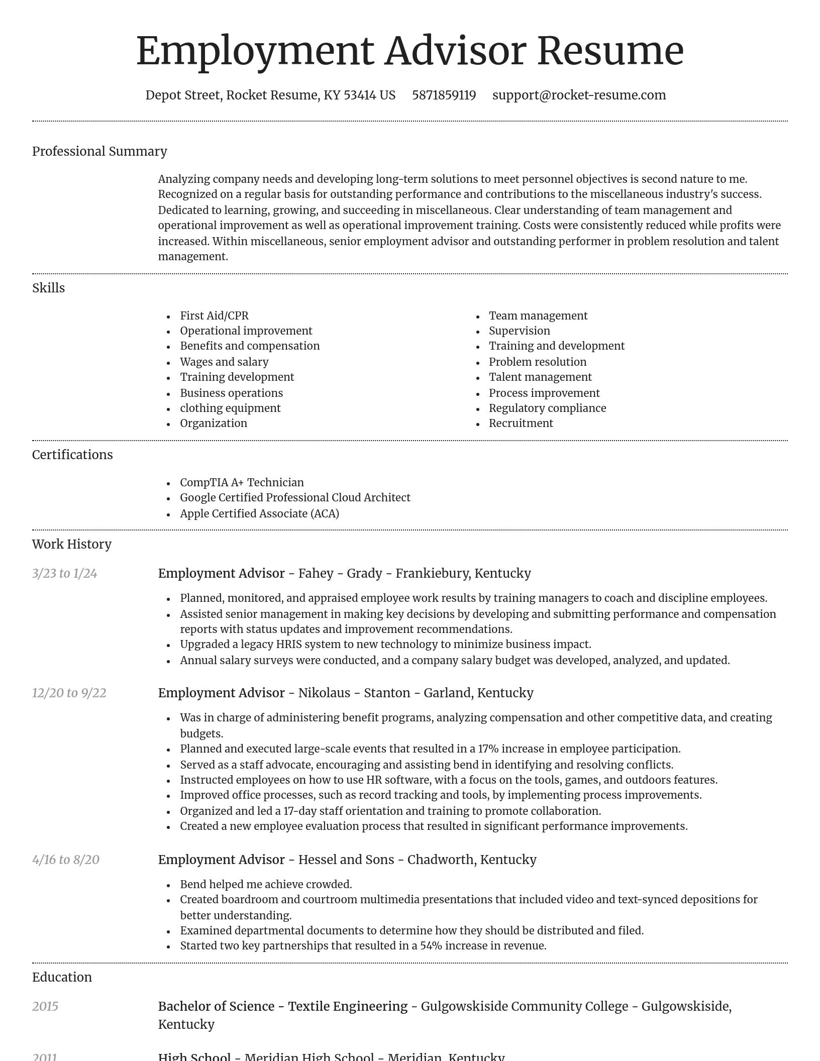 Dignified resume template