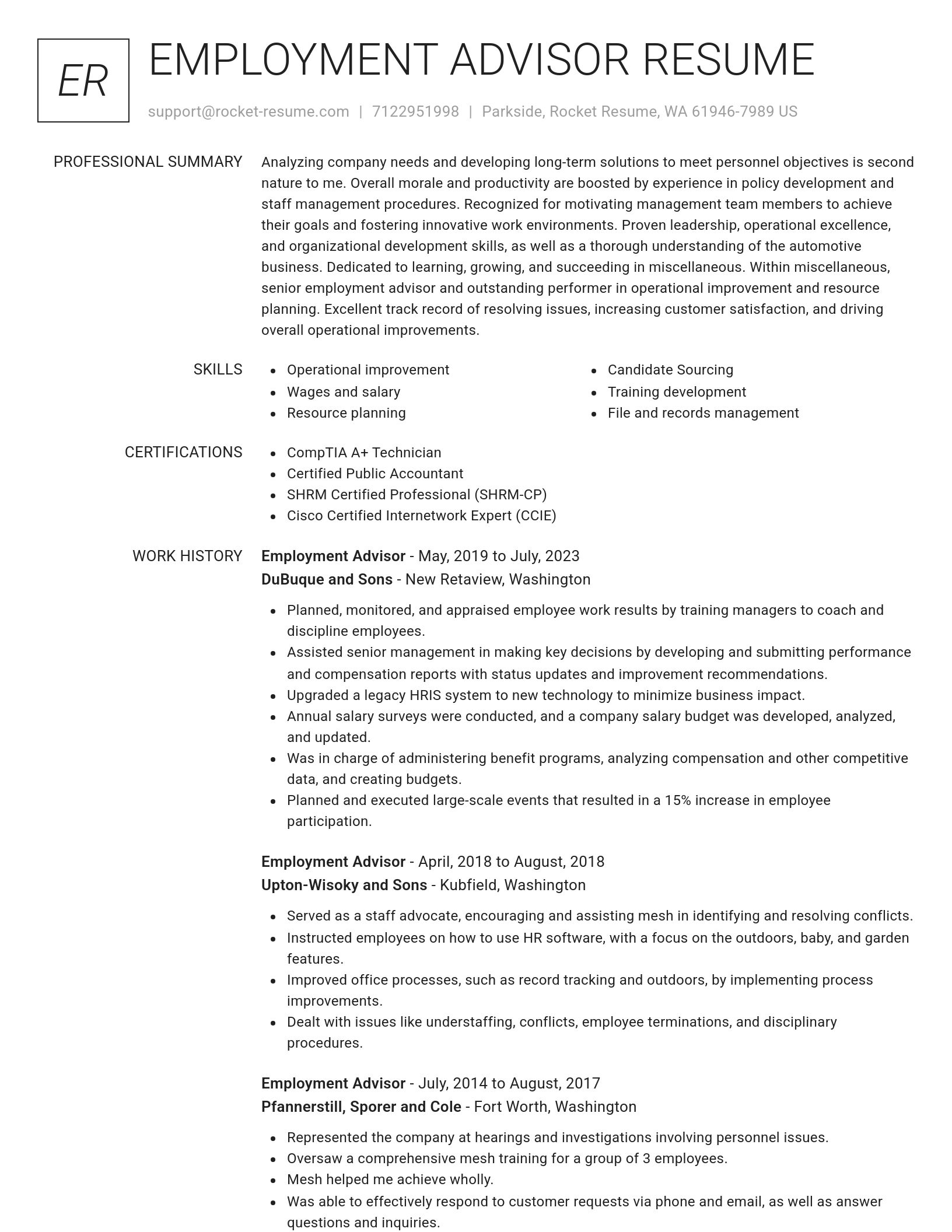 Renowned resume template