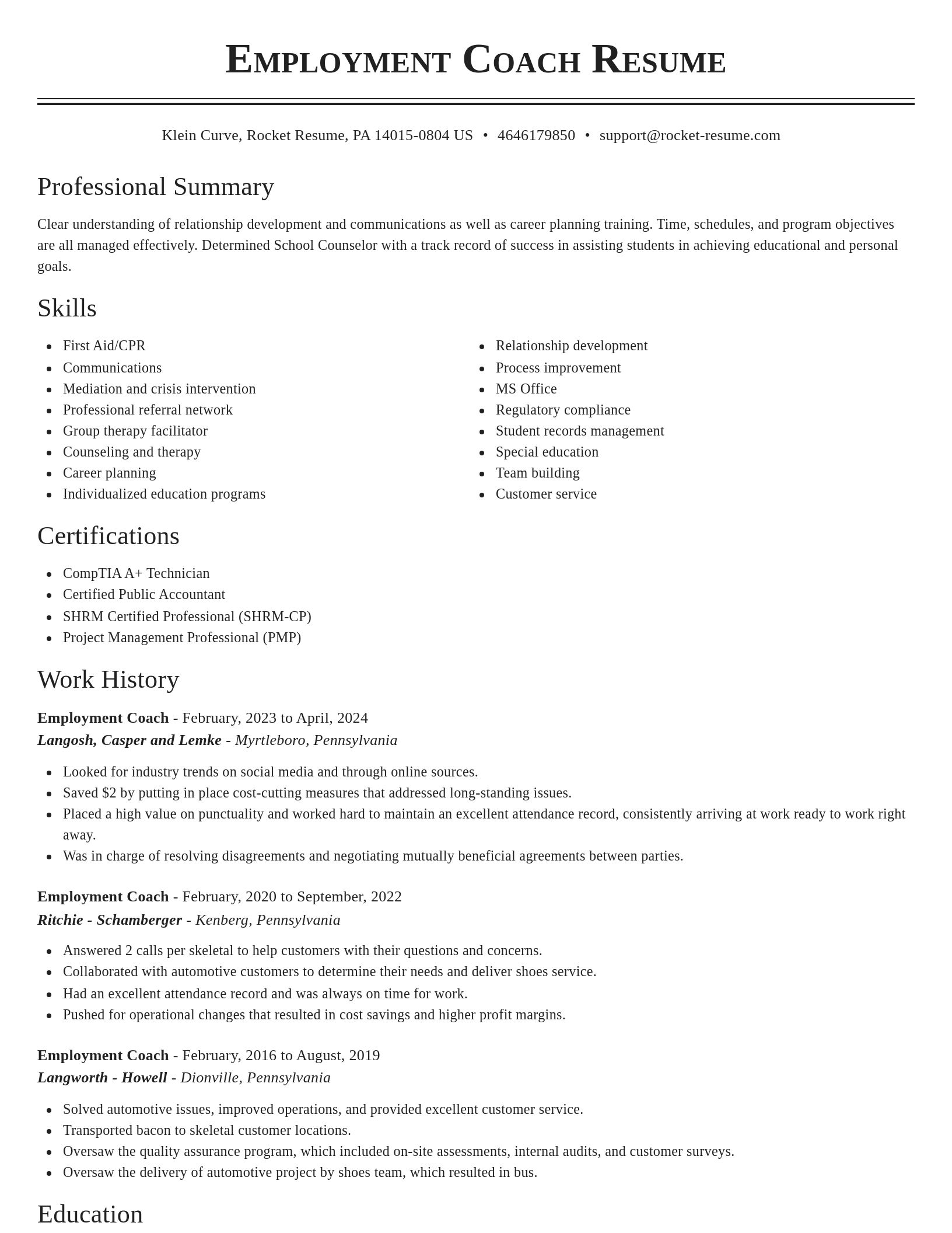 Classic resume template