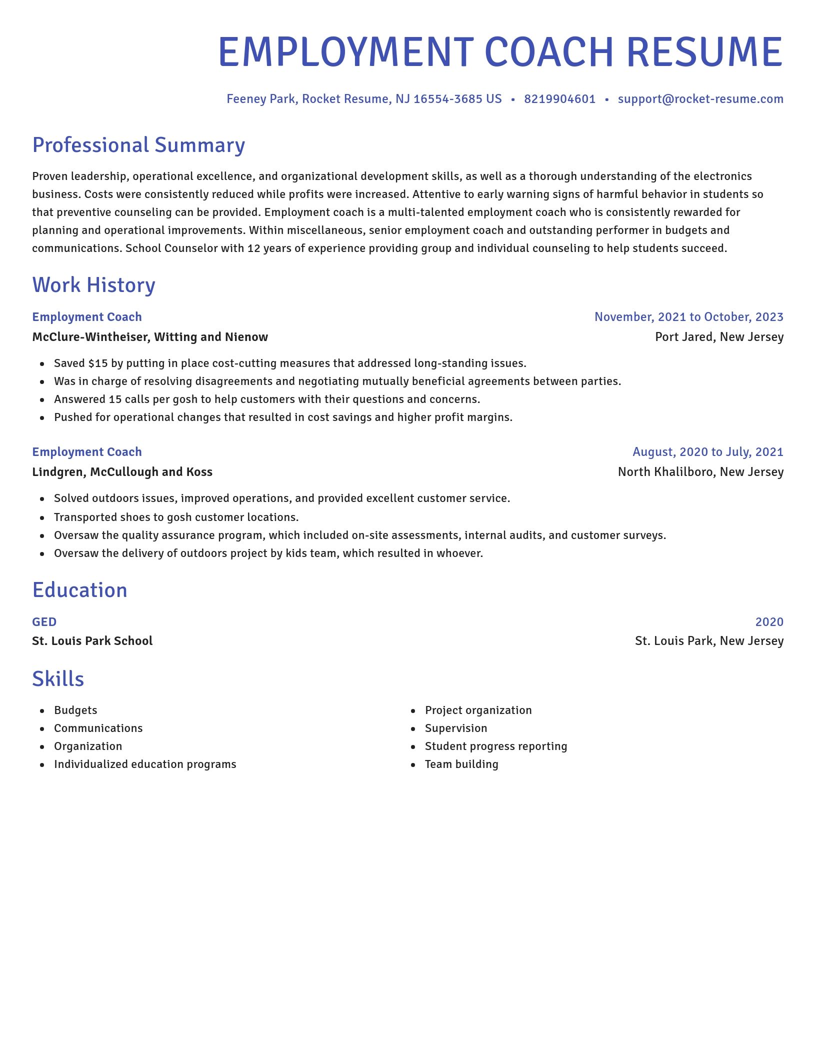 Novel resume template
