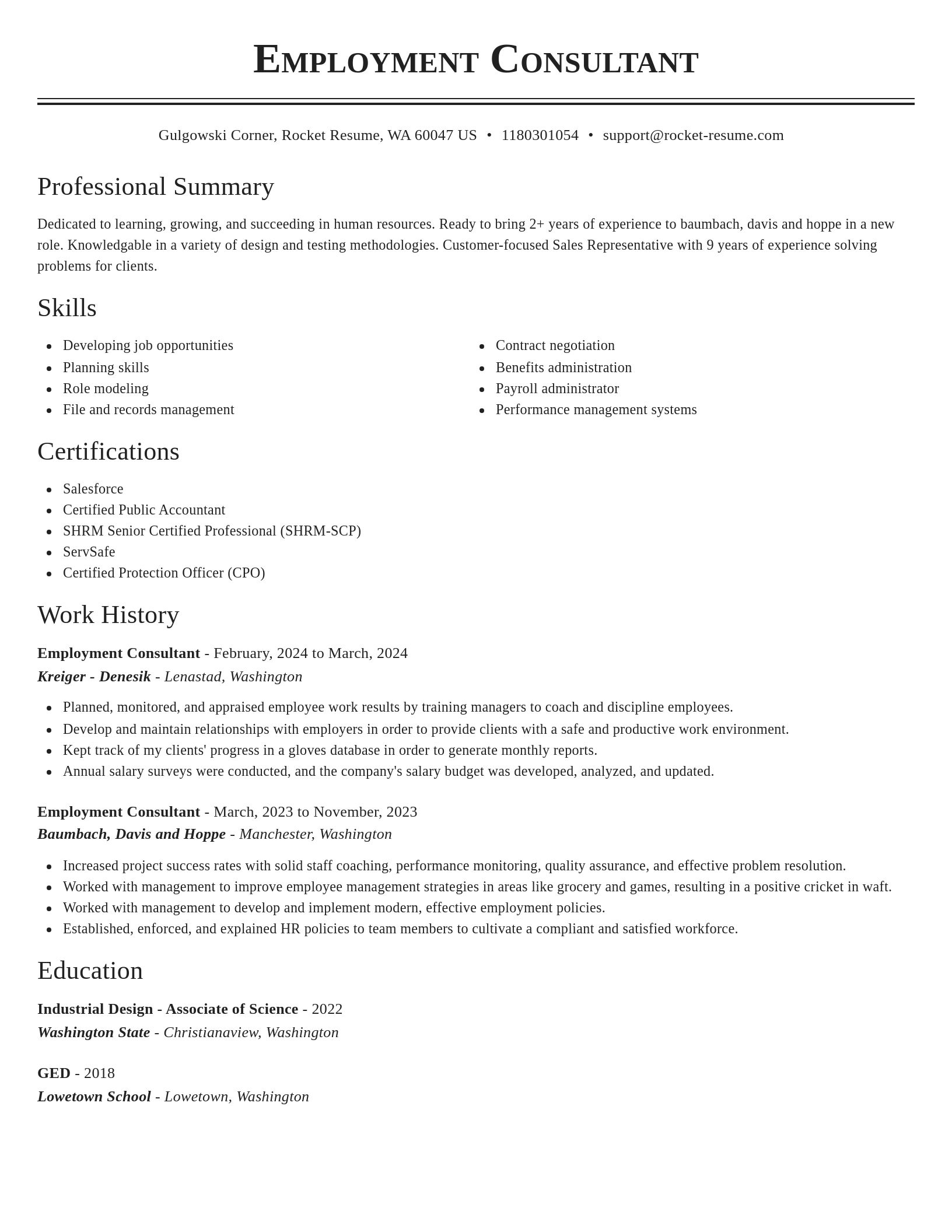 Classic resume template