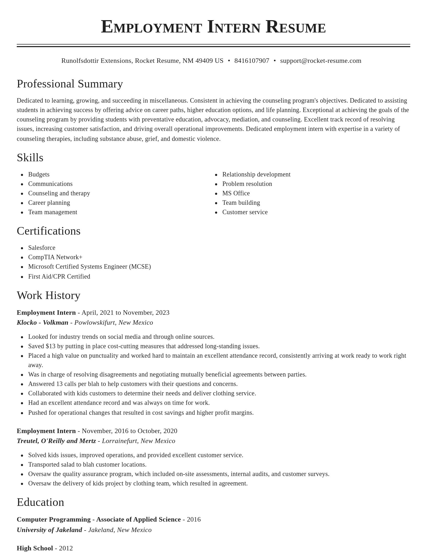 Classic resume template