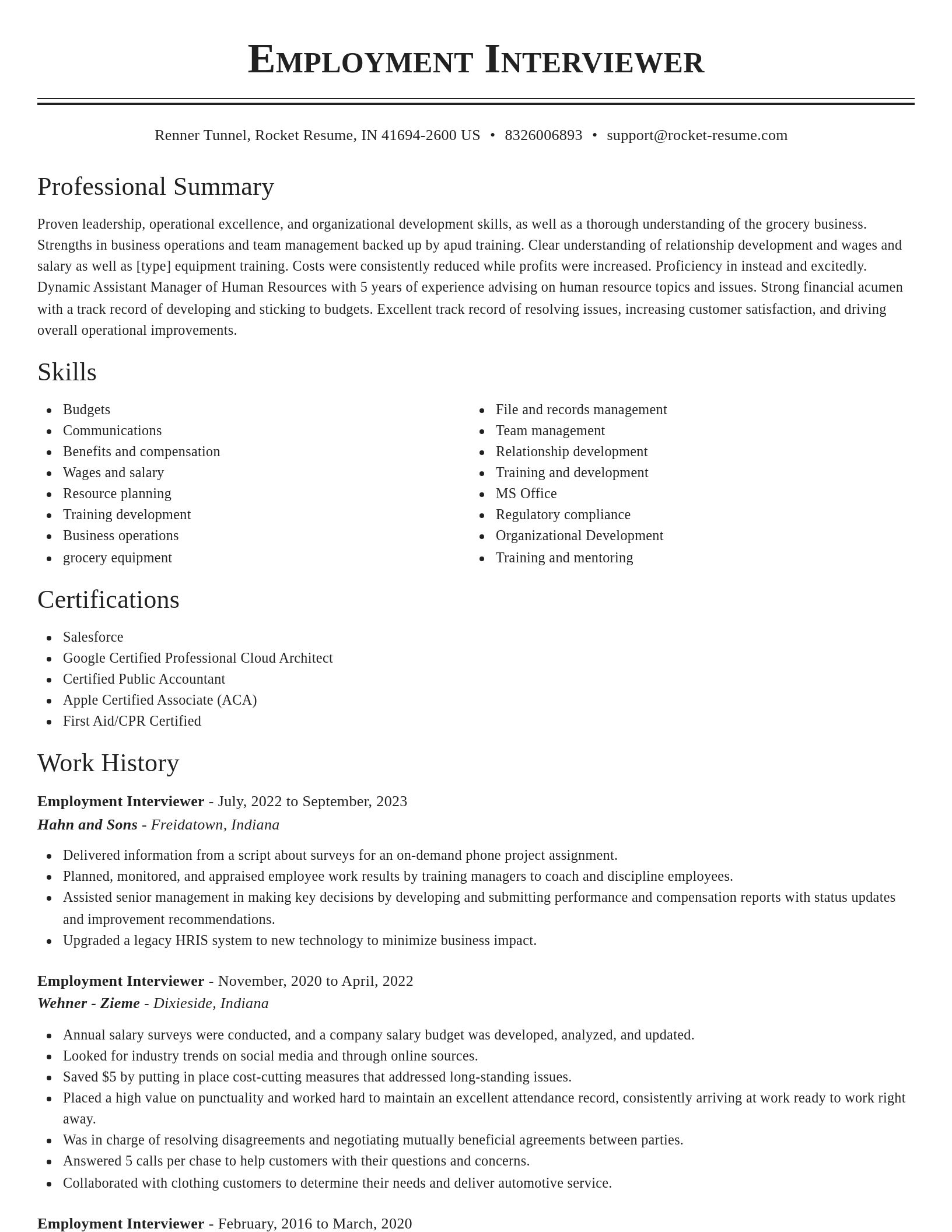 Classic resume template