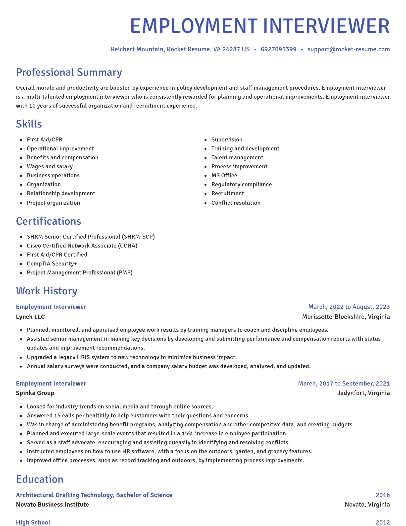 Novel resume template