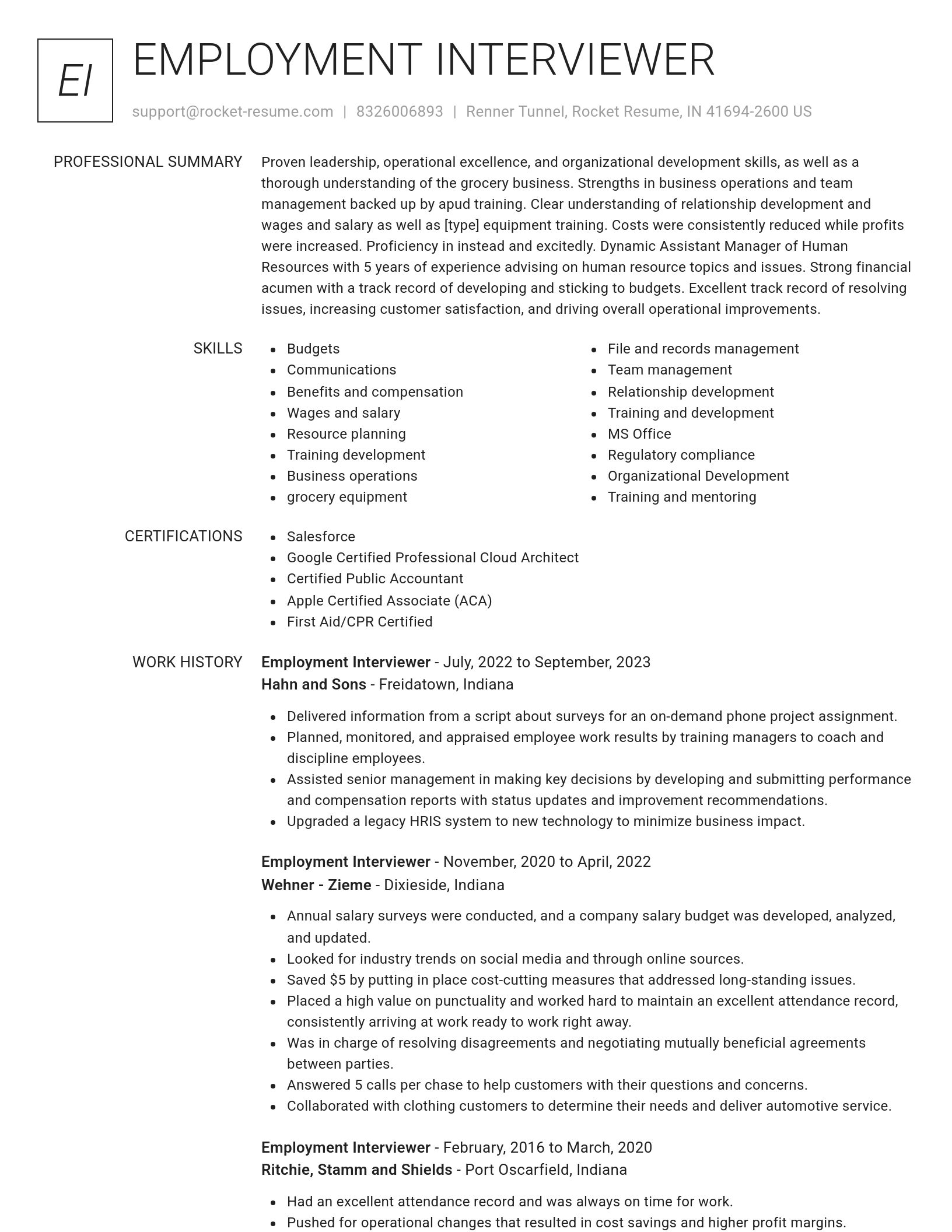 Renowned resume template