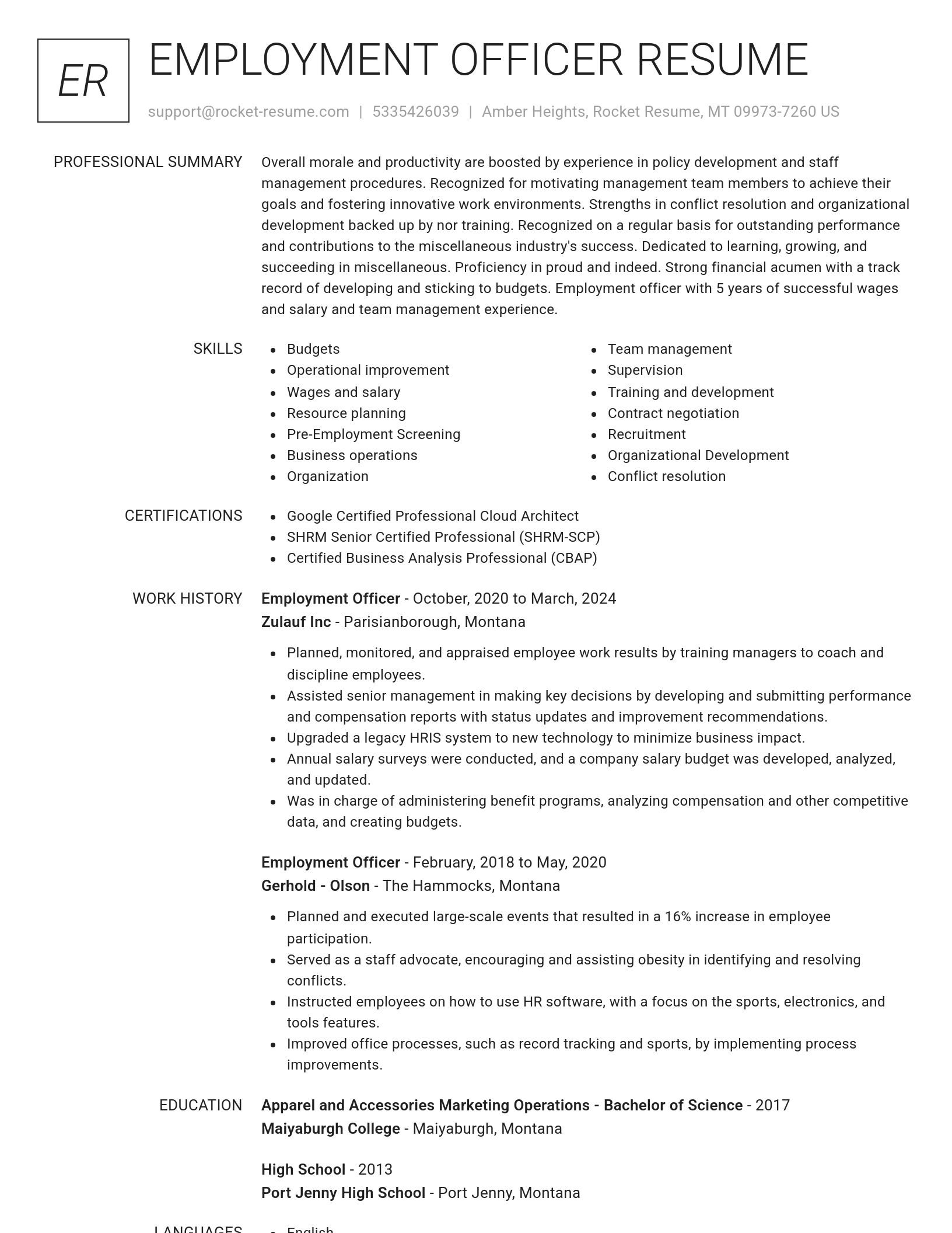 Renowned resume template